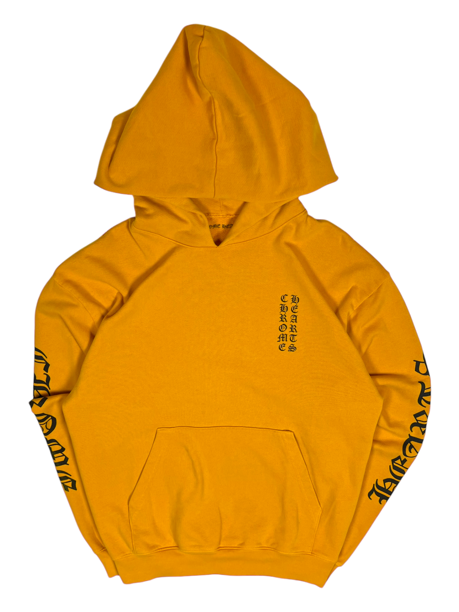 Chrome Hearts Yellow Orange Script Logo Hoodie