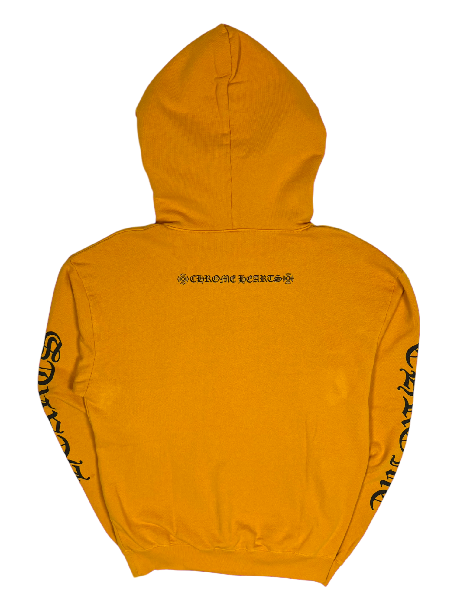 Chrome Hearts Yellow Orange Script Logo Hoodie