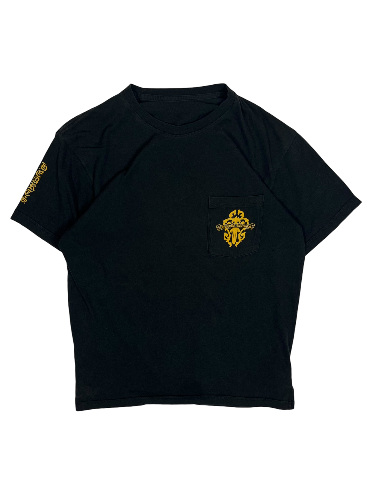 Chrome Hearts Black Yellow Dagger Logo Tee