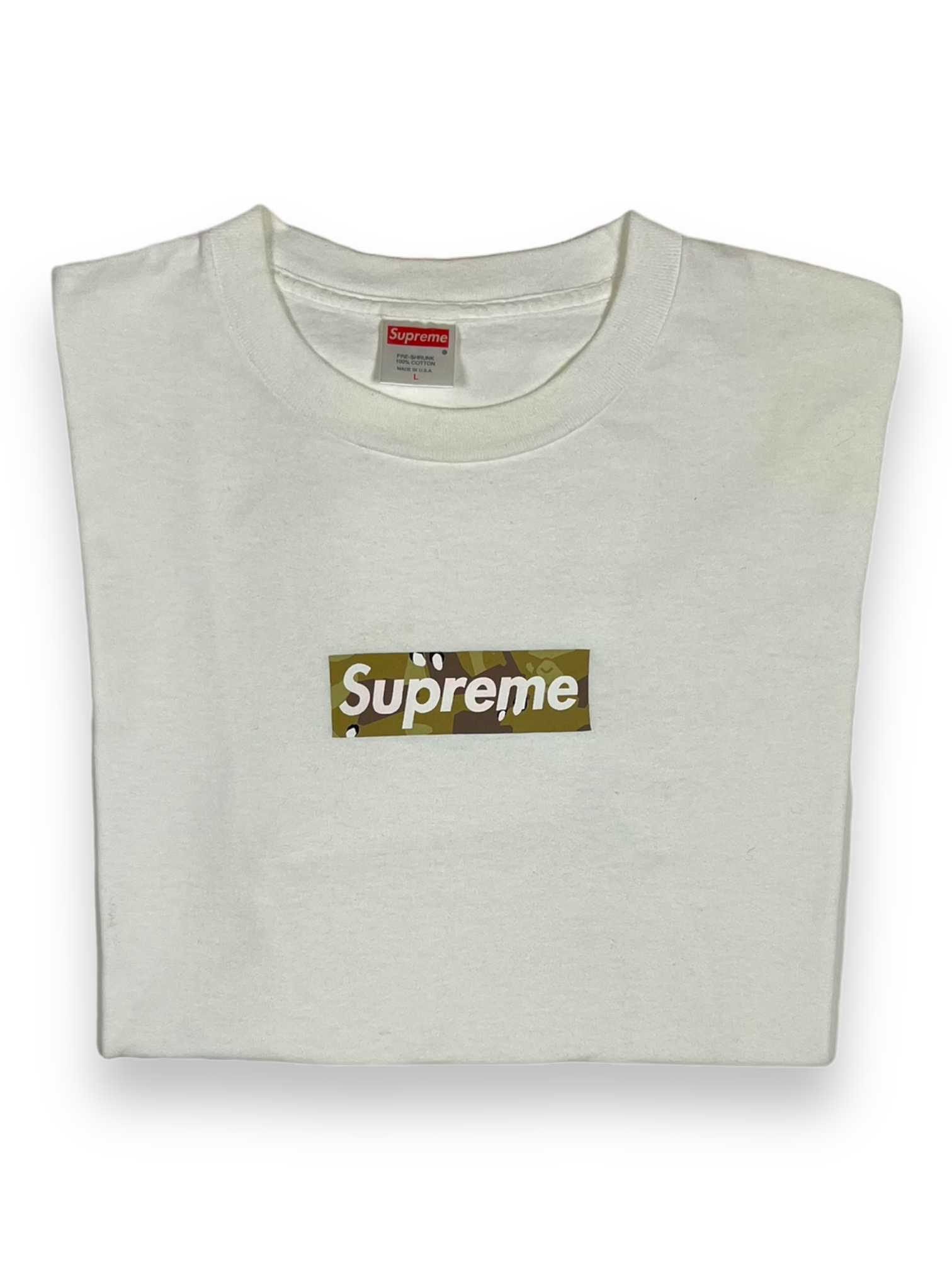 2001 Supreme Green Mustard BAPE Box Logo Tee