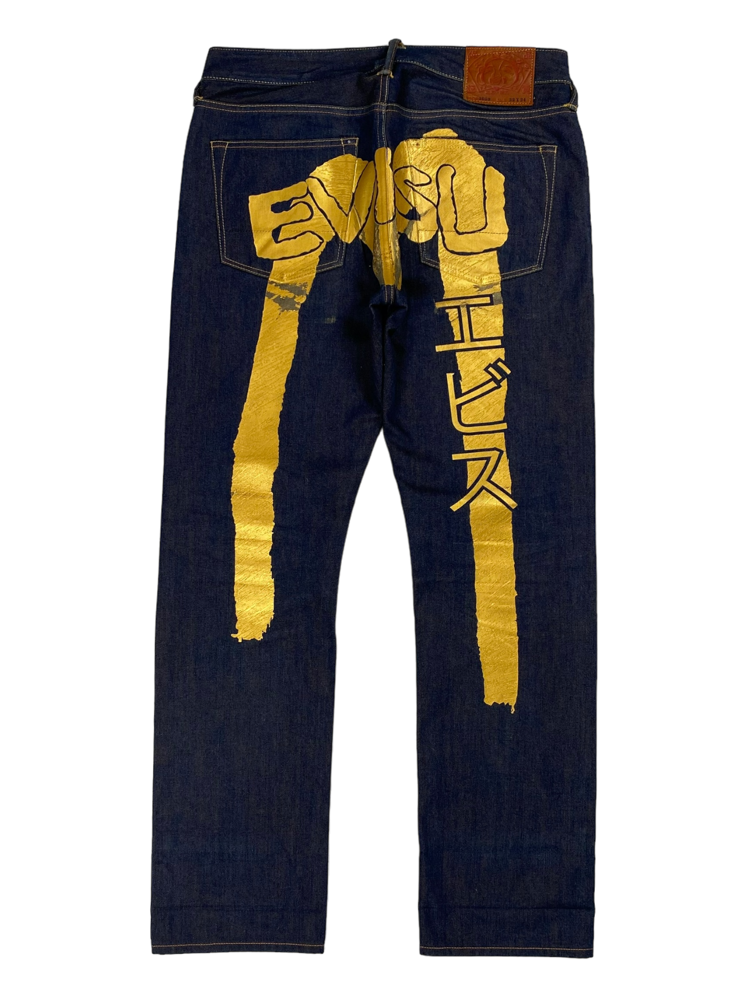 Evisu Diacock Yellow Navy Jeans