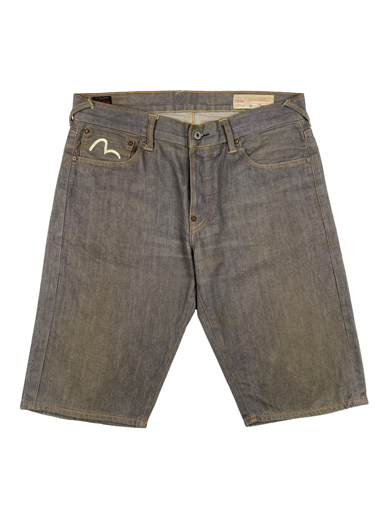 Evisu Diacock Brown Seagull Jeans Shorts