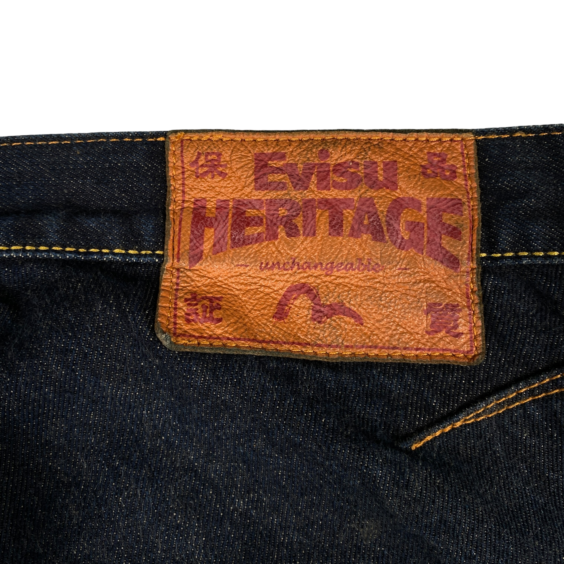 Evisu Yellow Seagull Logo Navy Jeans