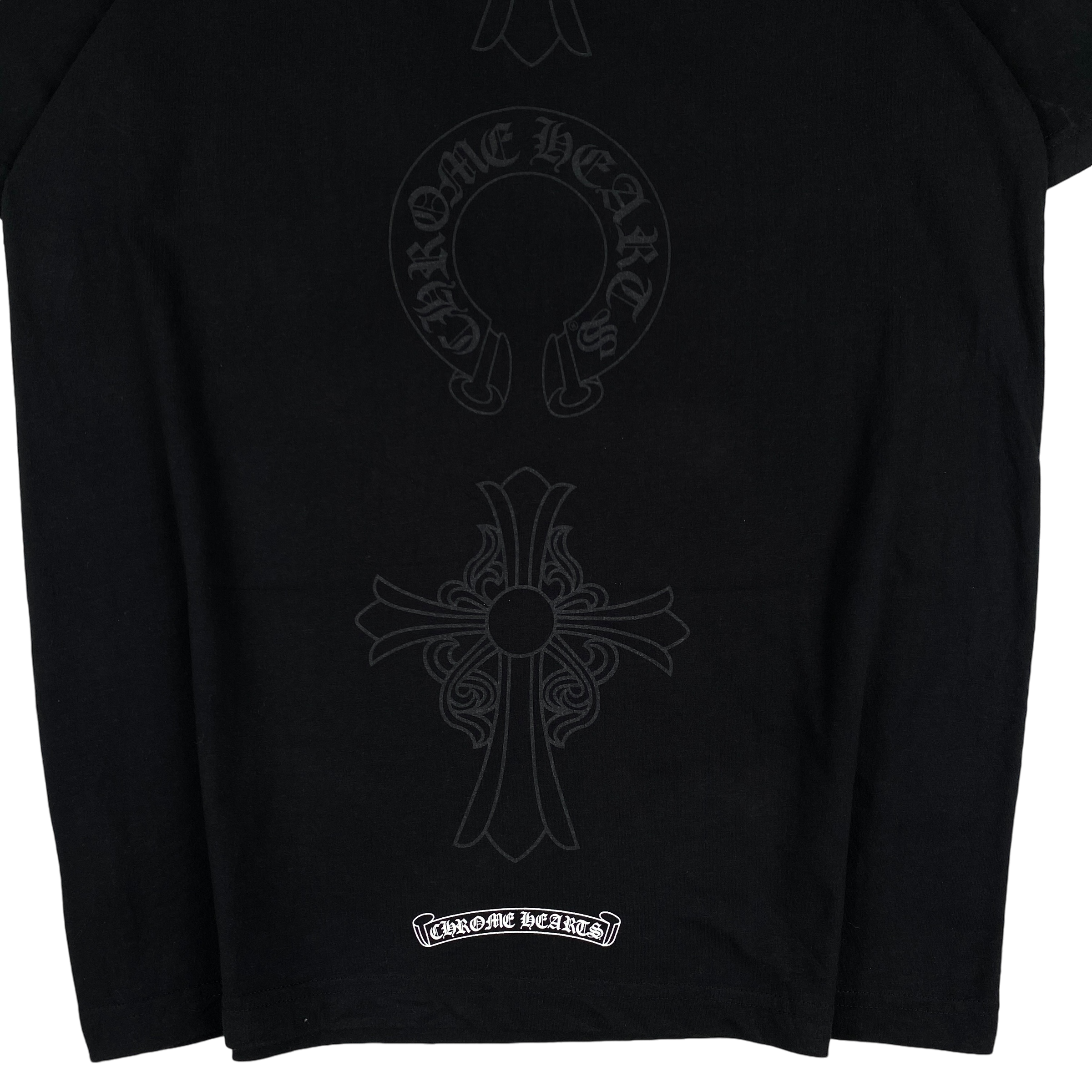 Chrome Hearts Black Cross Horseshoe Logo Tee