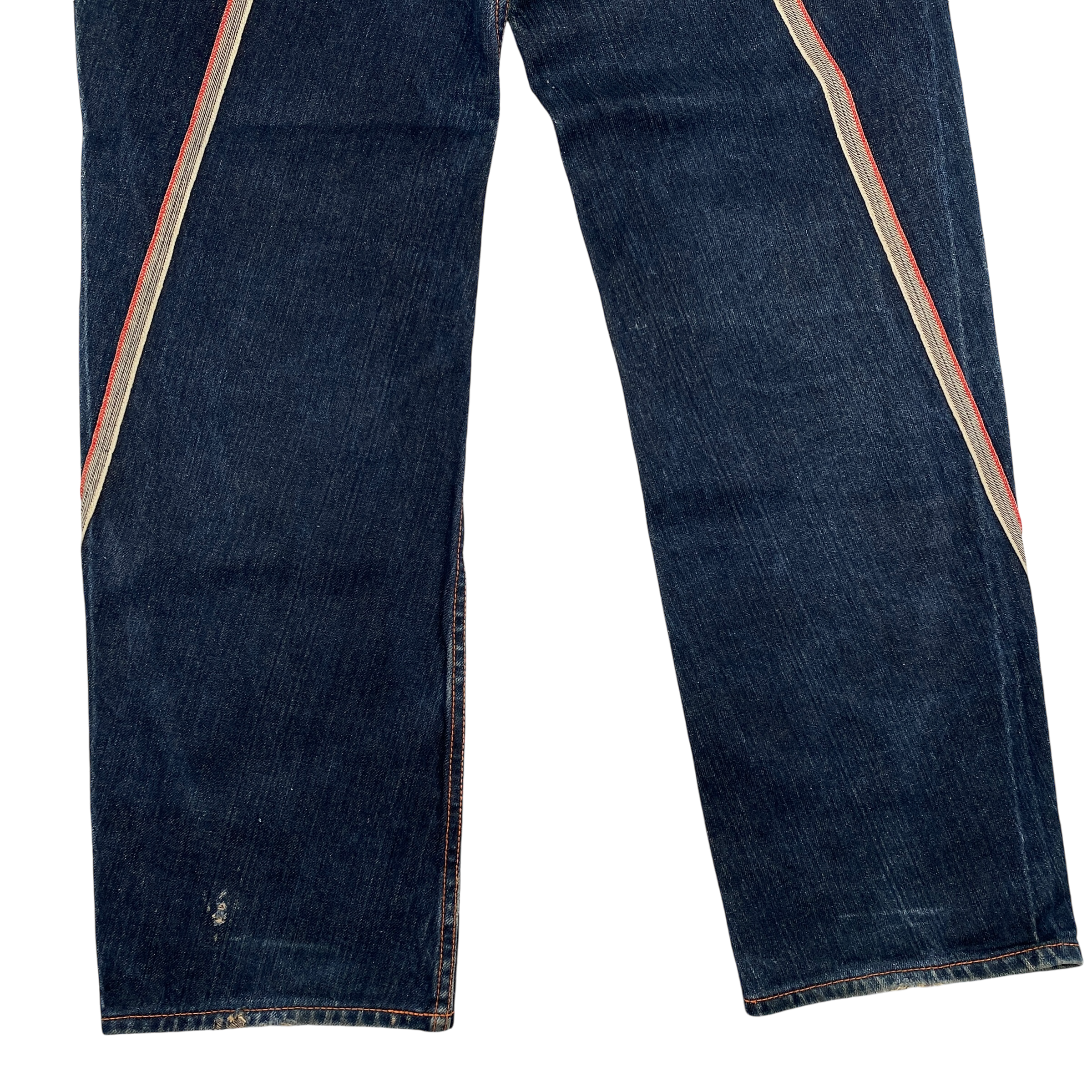 Evisu White Red Seagull Logo Navy Jeans