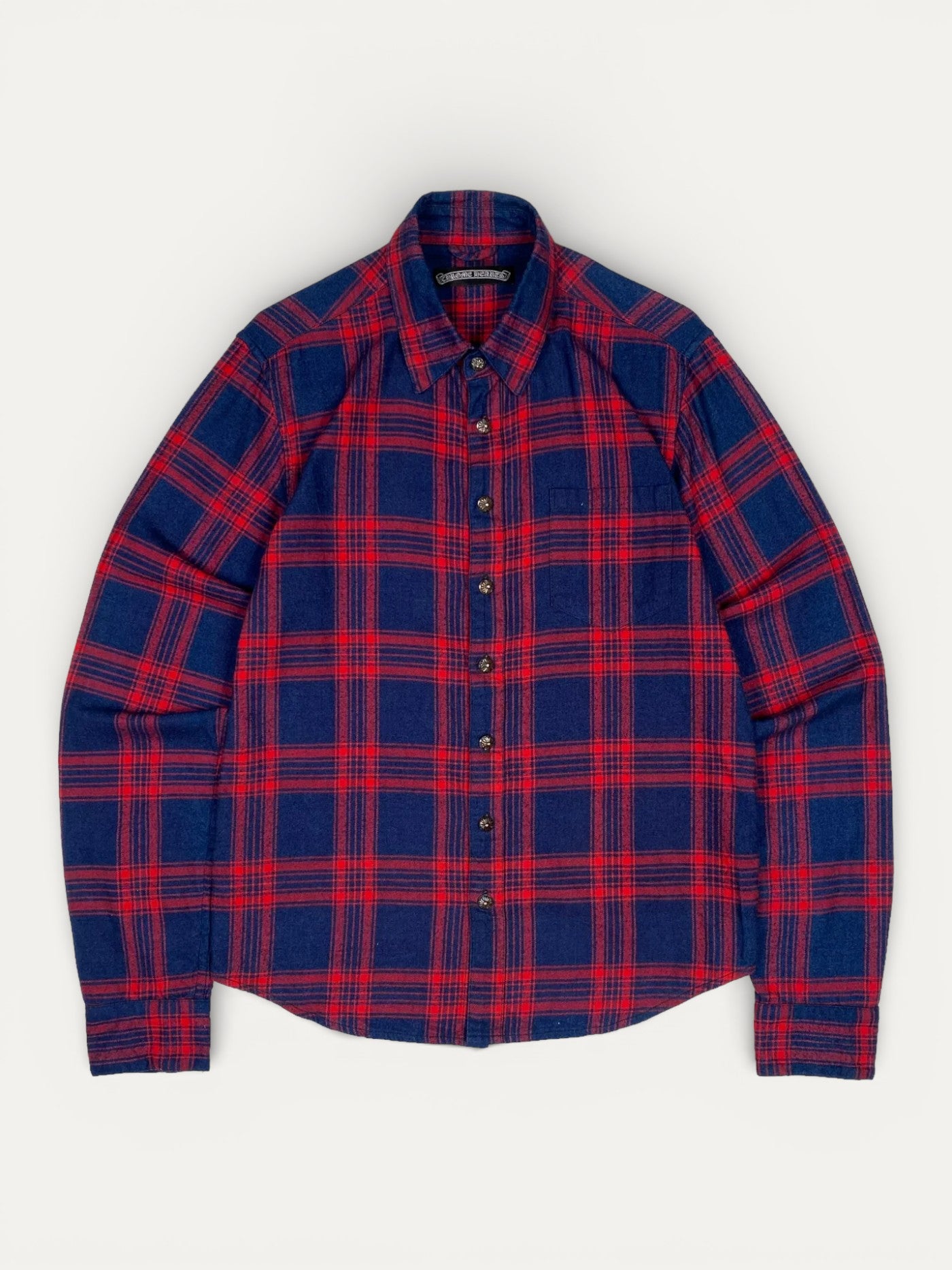 Chrome Hearts Red Plaid Cross Patch Shirt