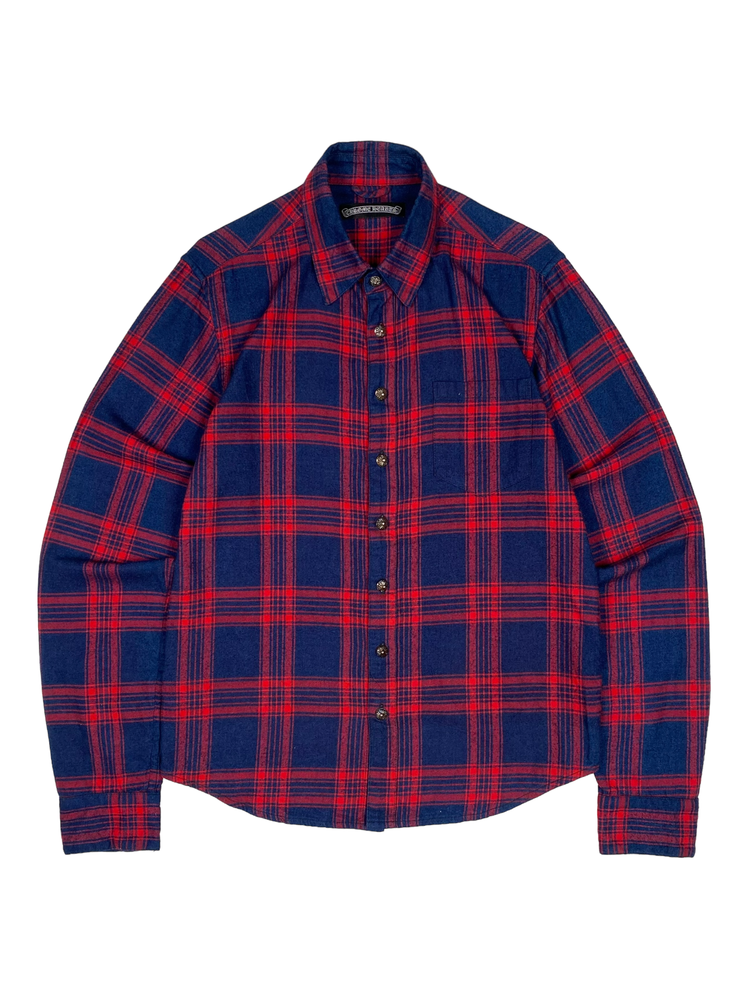 Chrome Hearts Red Plaid Cross Patch Shirt