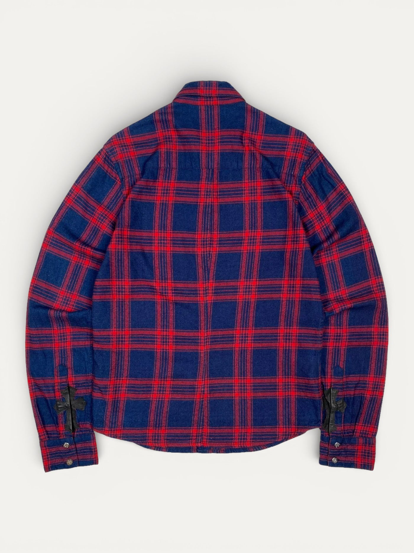 Chrome Hearts Red Plaid Cross Patch Shirt