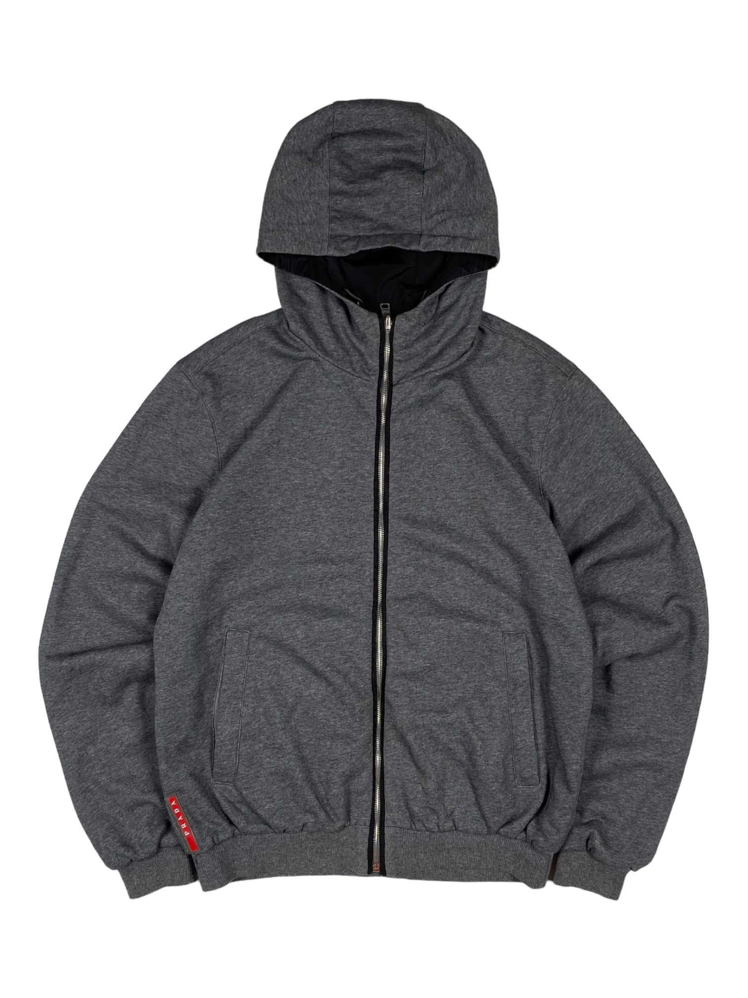 Prada Black Grey Linea Rossa Reversible Fleece Jacket