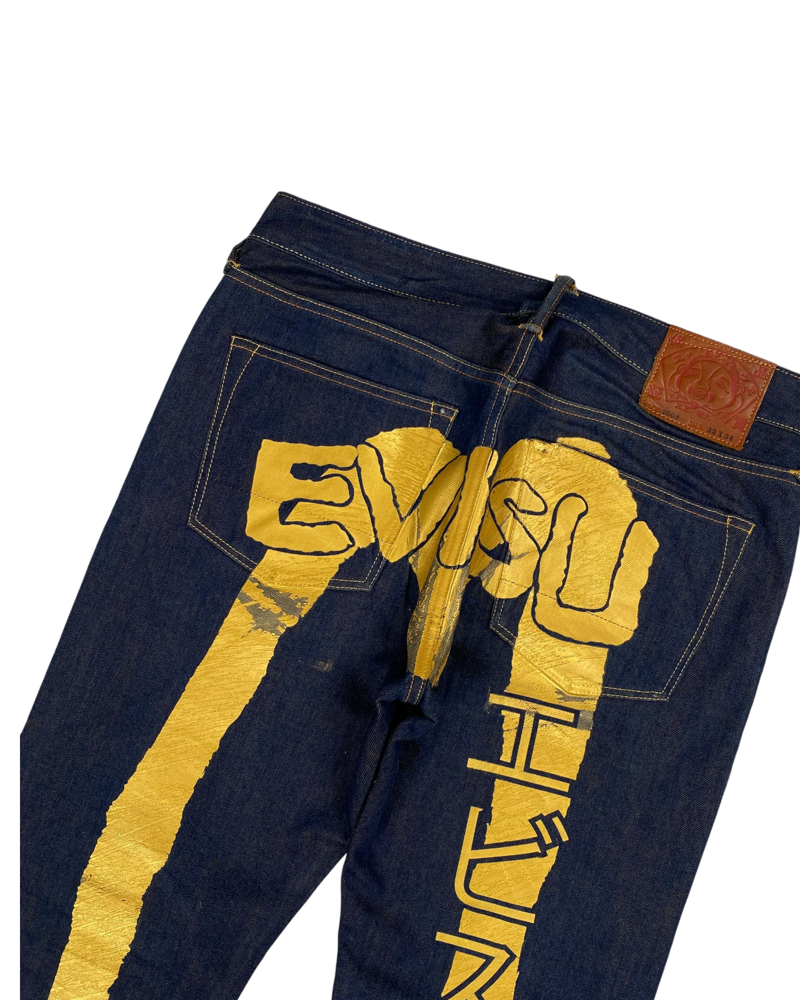 Evisu Diacock Yellow Navy Jeans