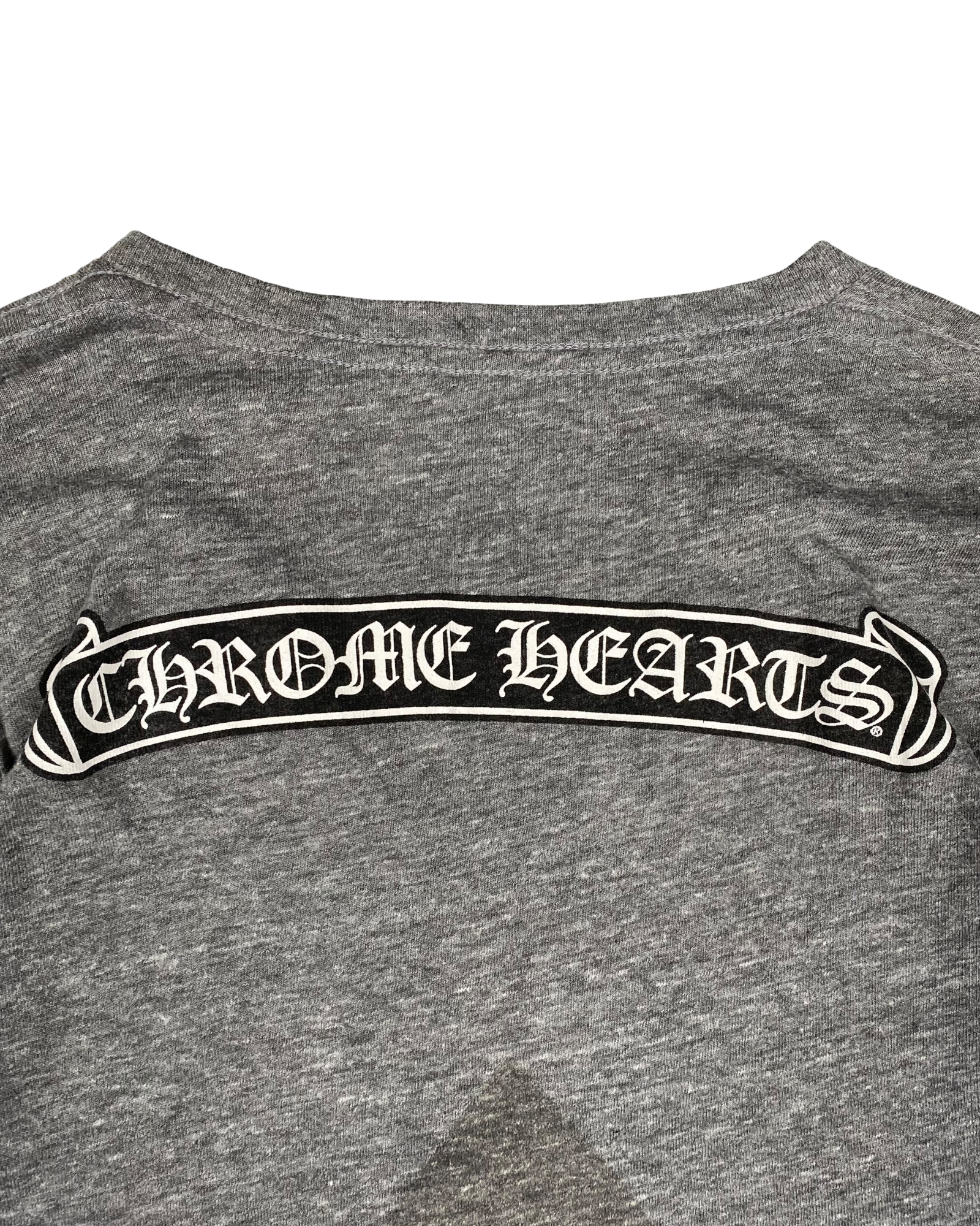 Chrome Hearts Grey V Neck Logo Tee