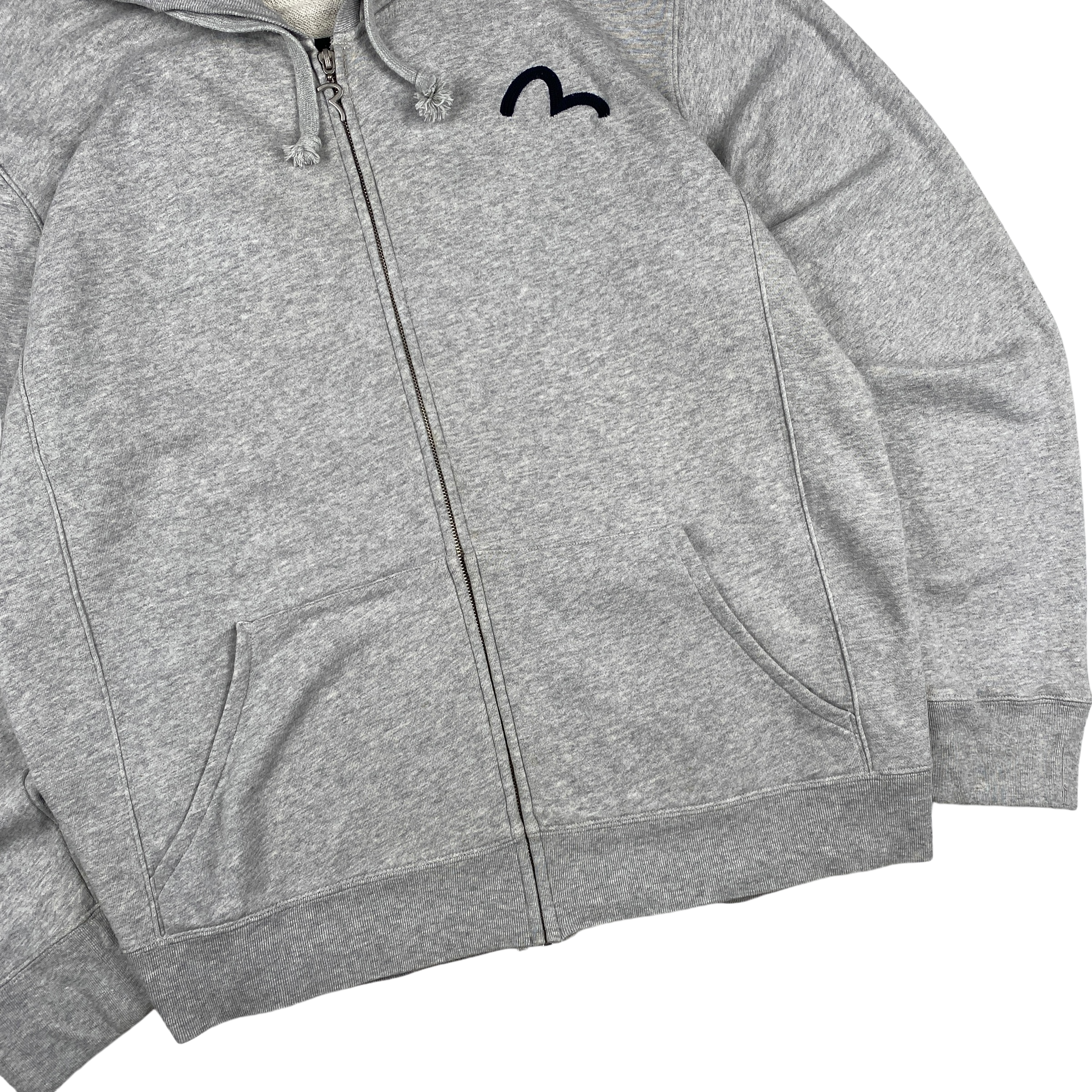 Evisu Grey Zip Up Hoodie