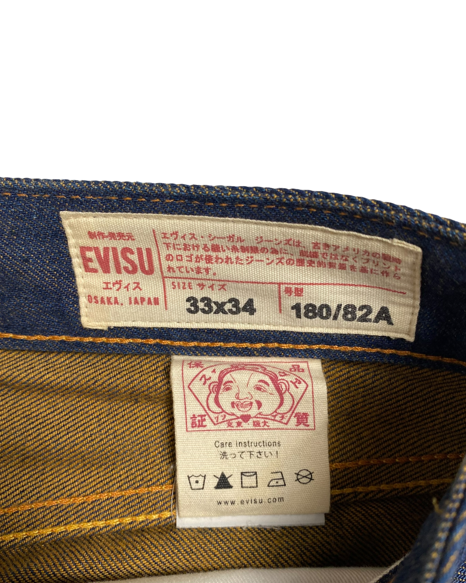 Evisu Diacock Yellow Navy Jeans