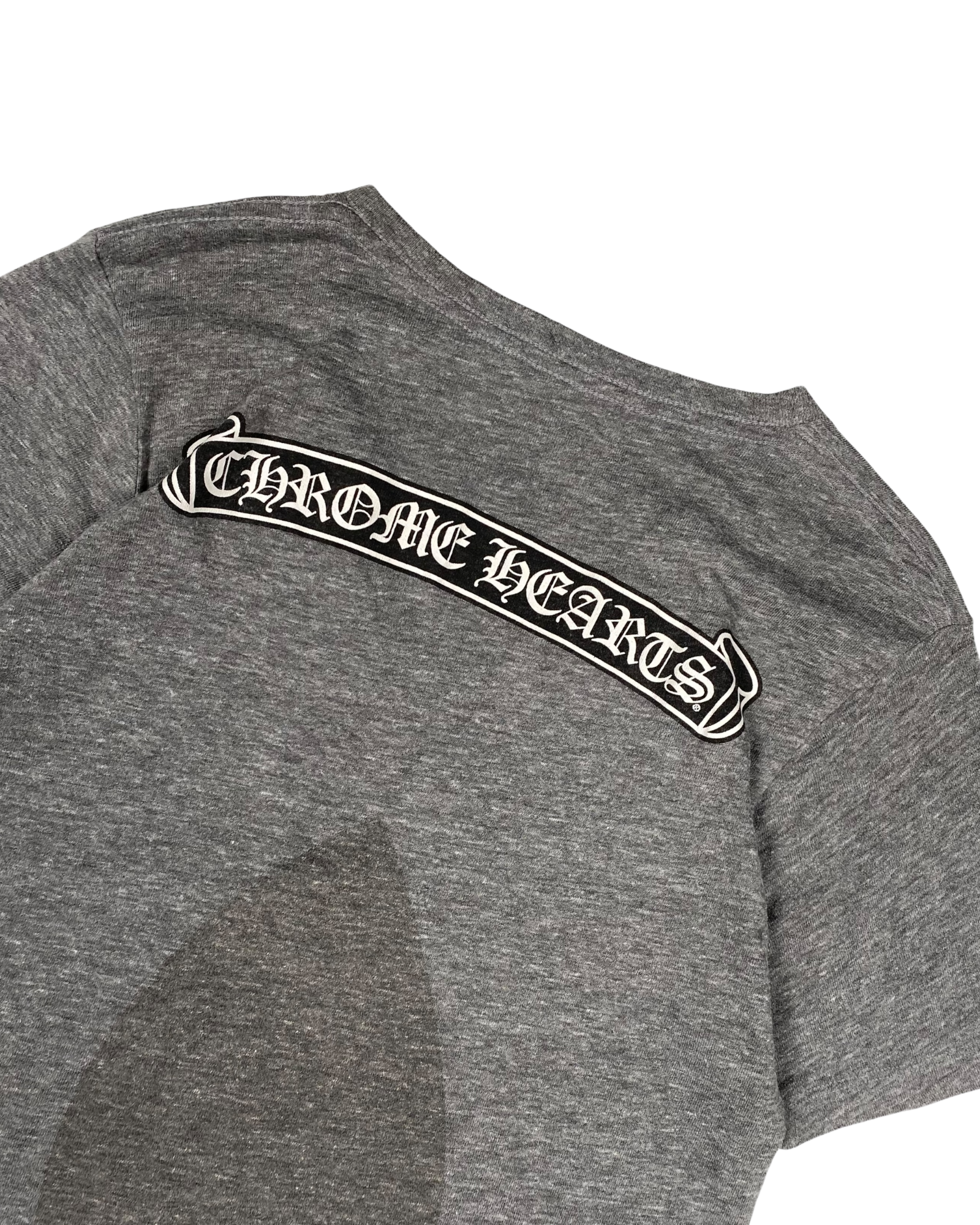 Chrome Hearts Grey V Neck Logo Tee