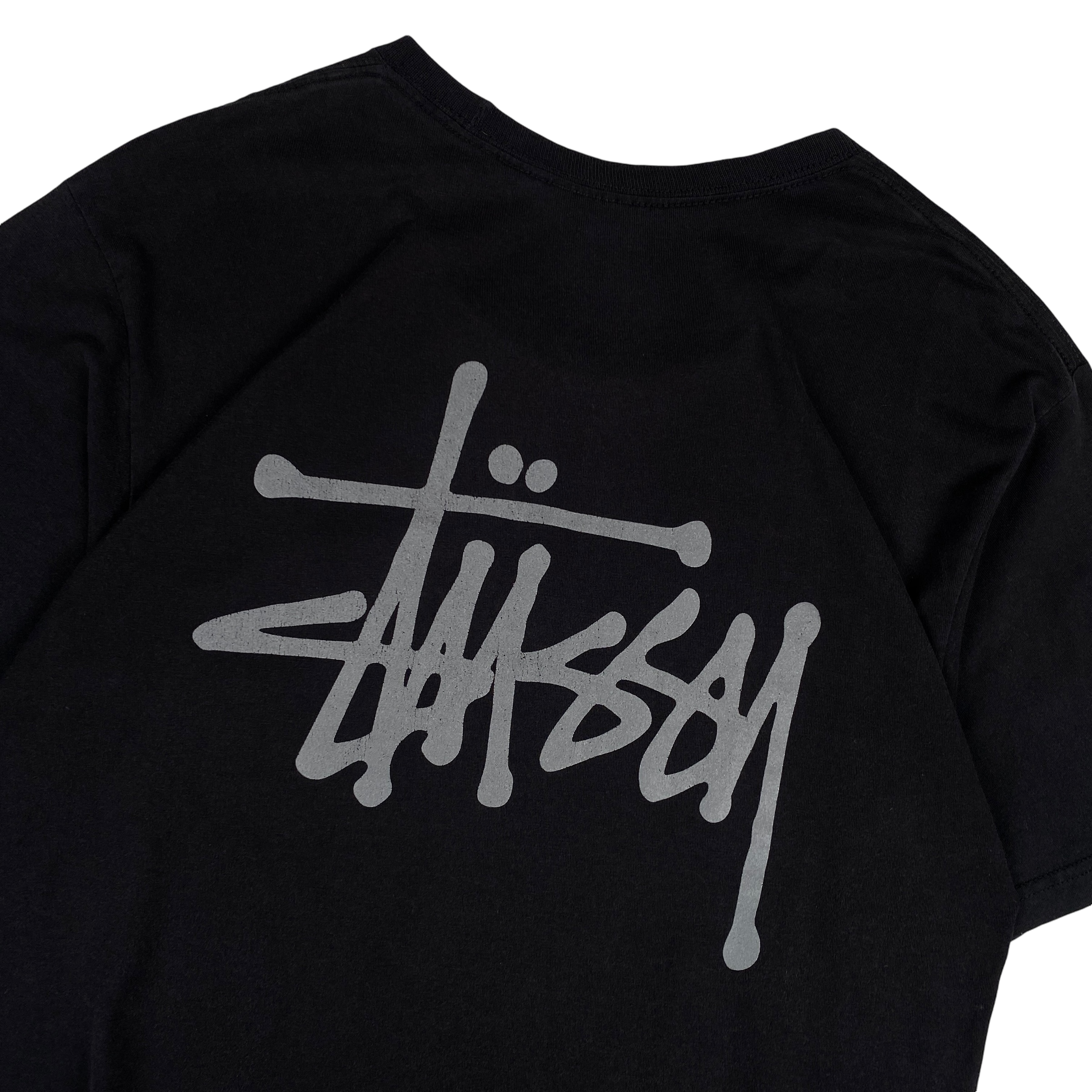 Stussy Black Grey Logo Tee