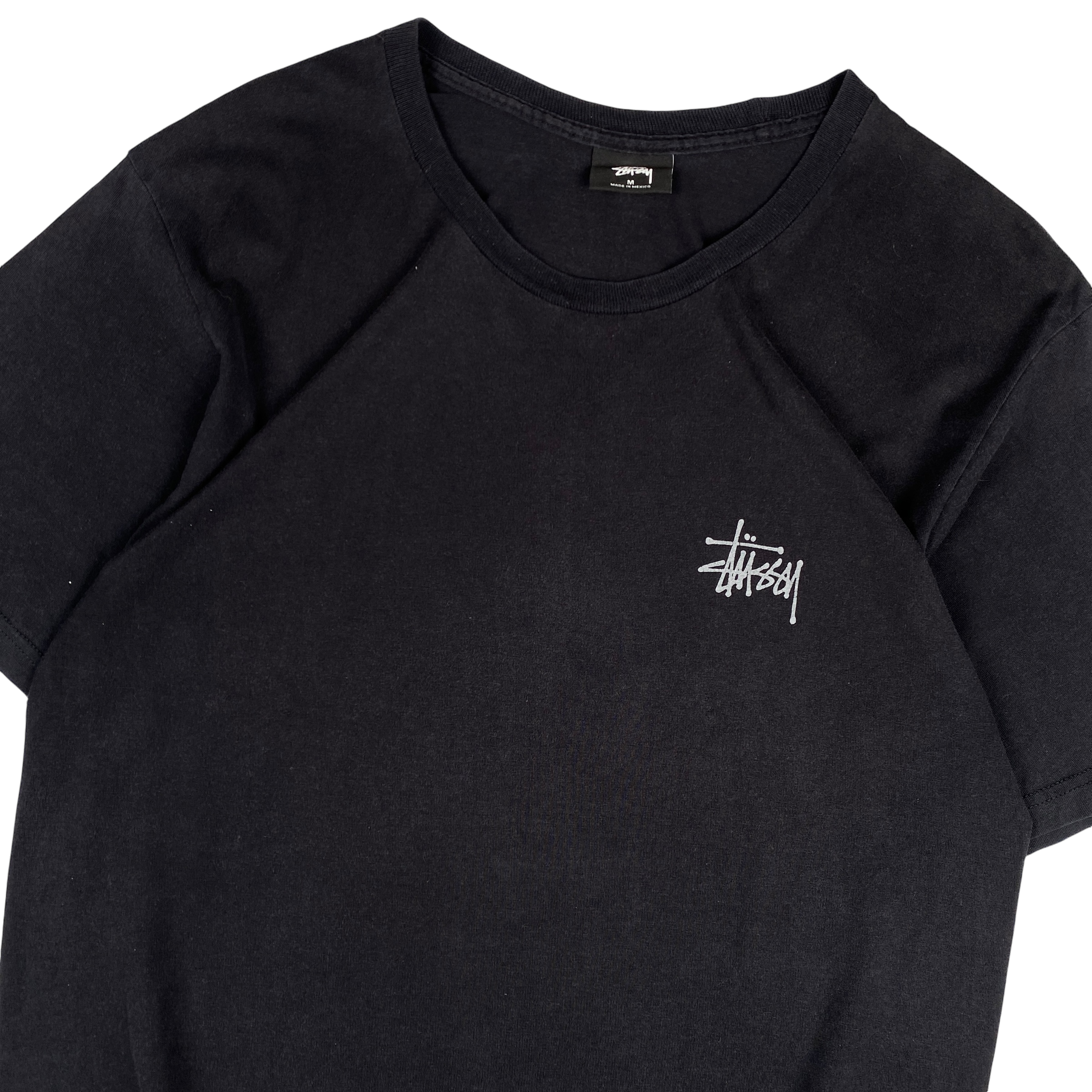 Stussy Black Grey Logo Tee