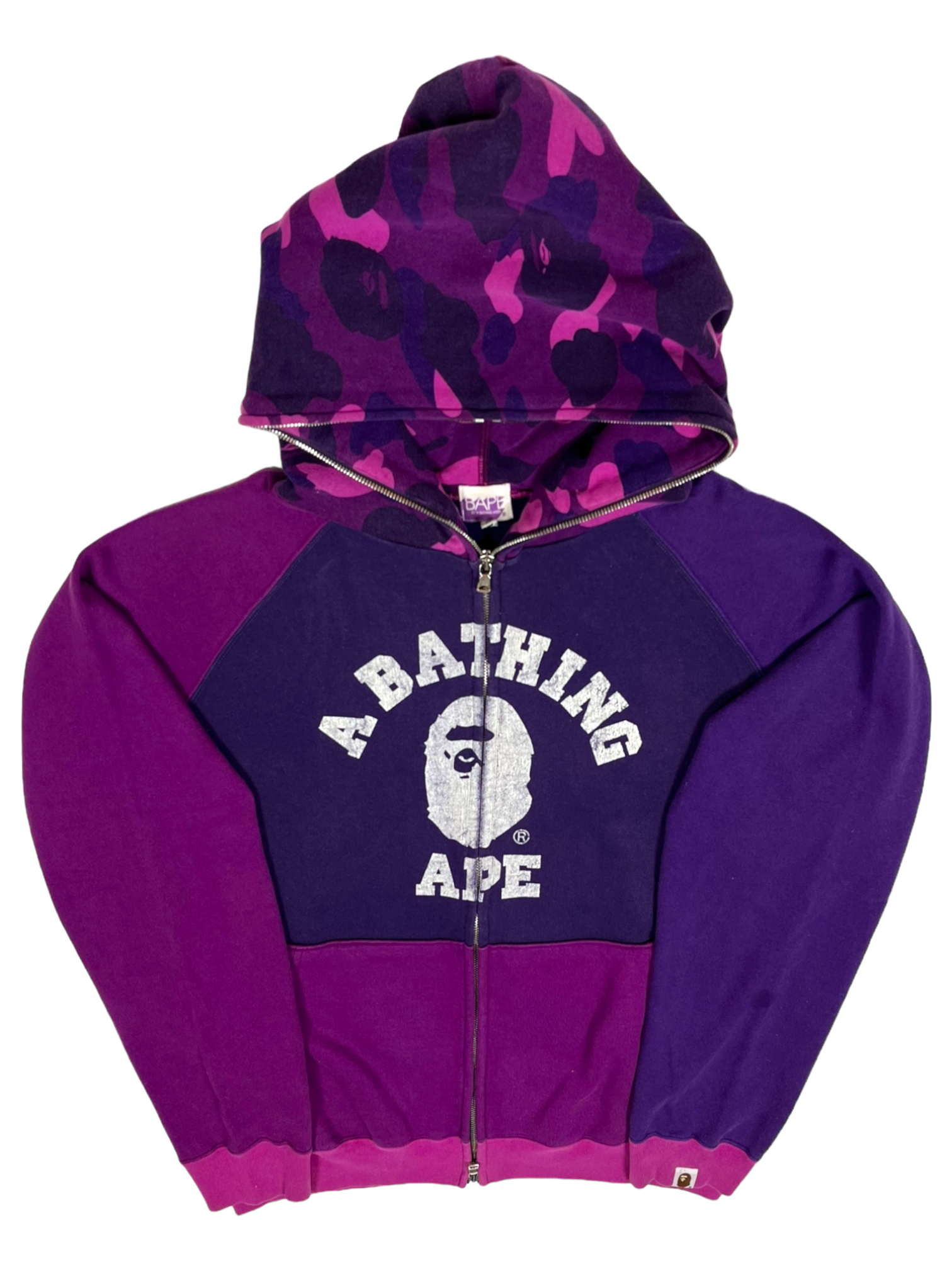 BAPE Purple College Logo Zip Up Hoodie