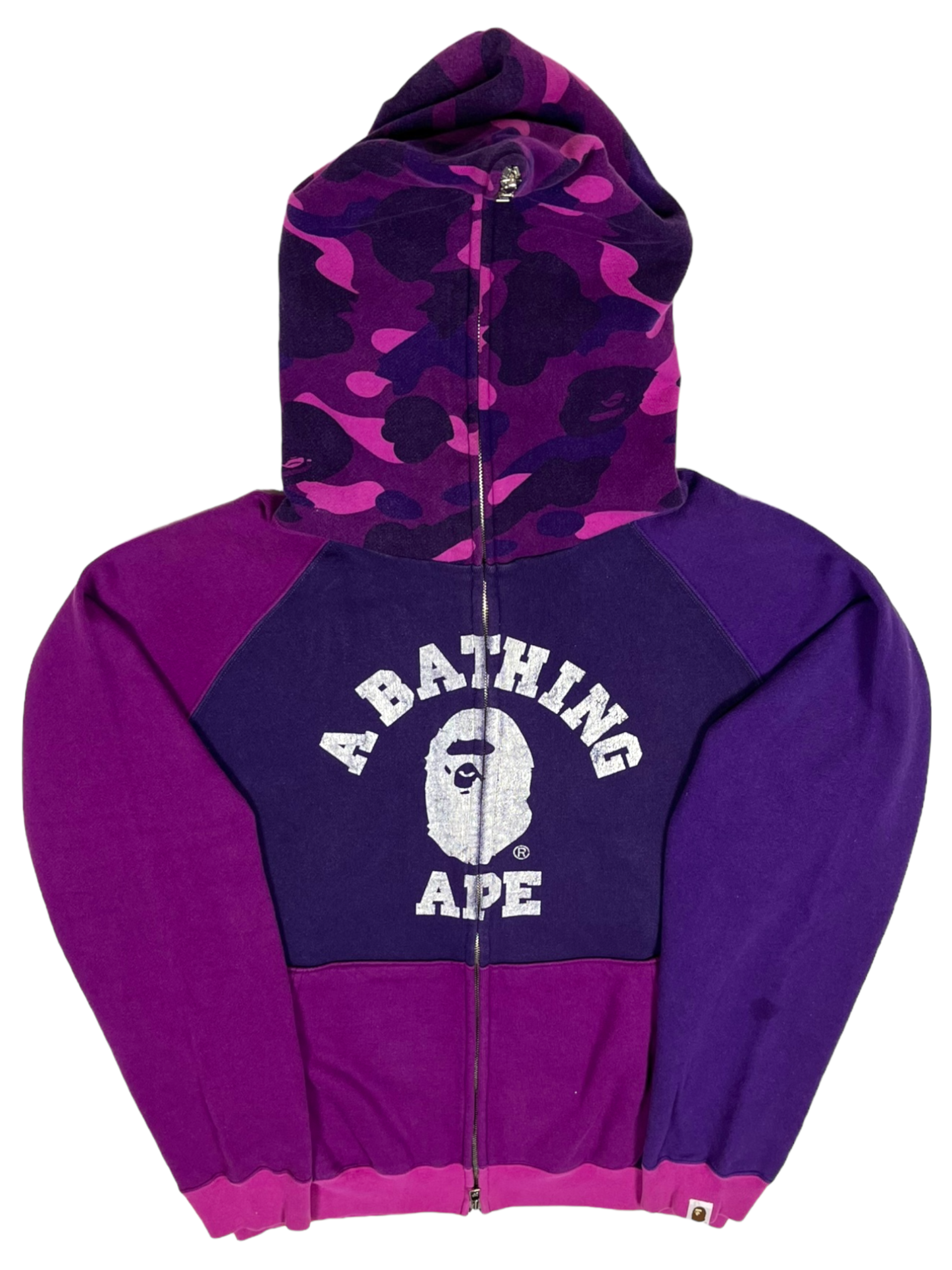 BAPE Purple College Logo Zip Up Hoodie