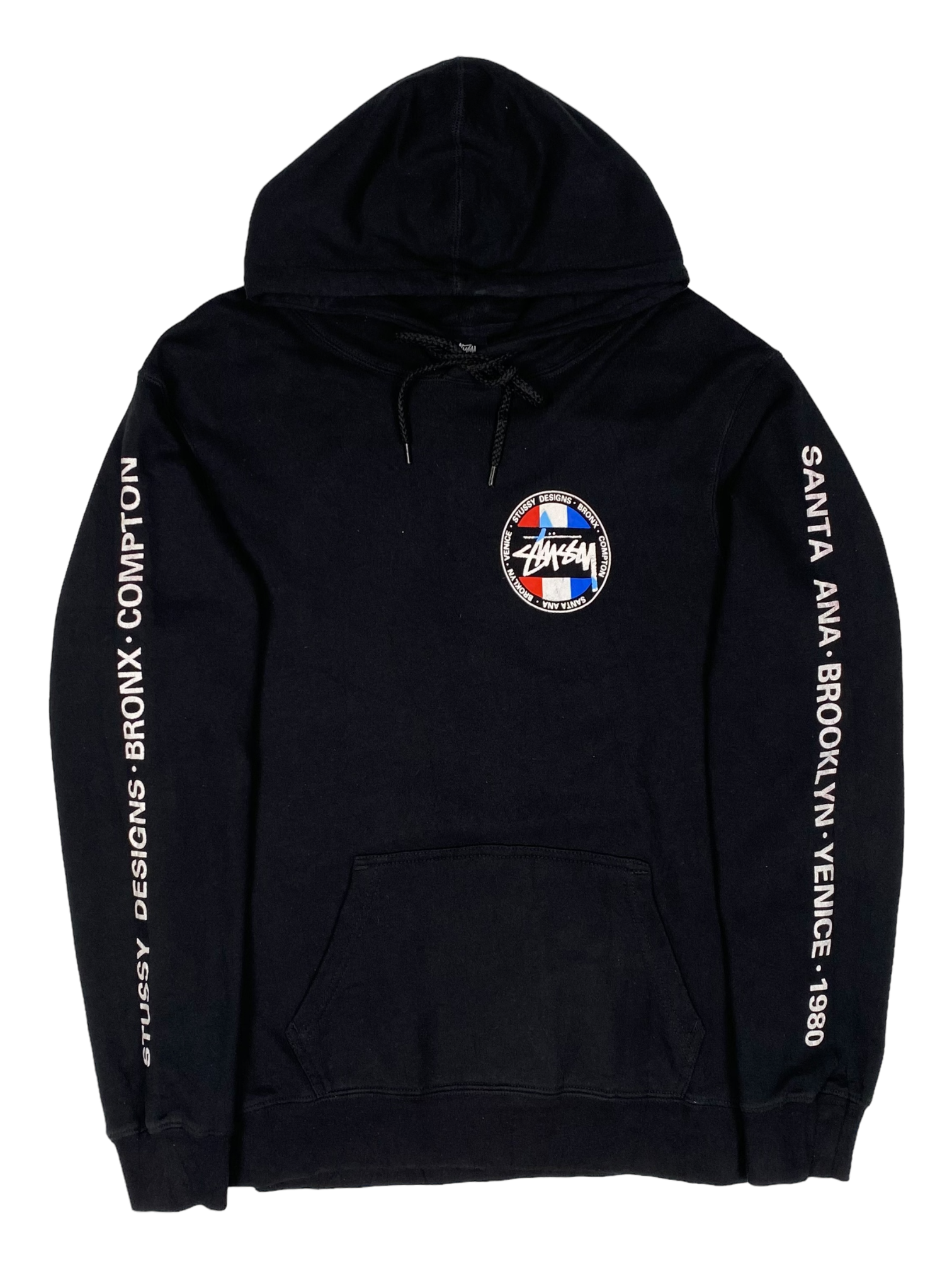 Stussy Black Red Blue Logo Hoodie