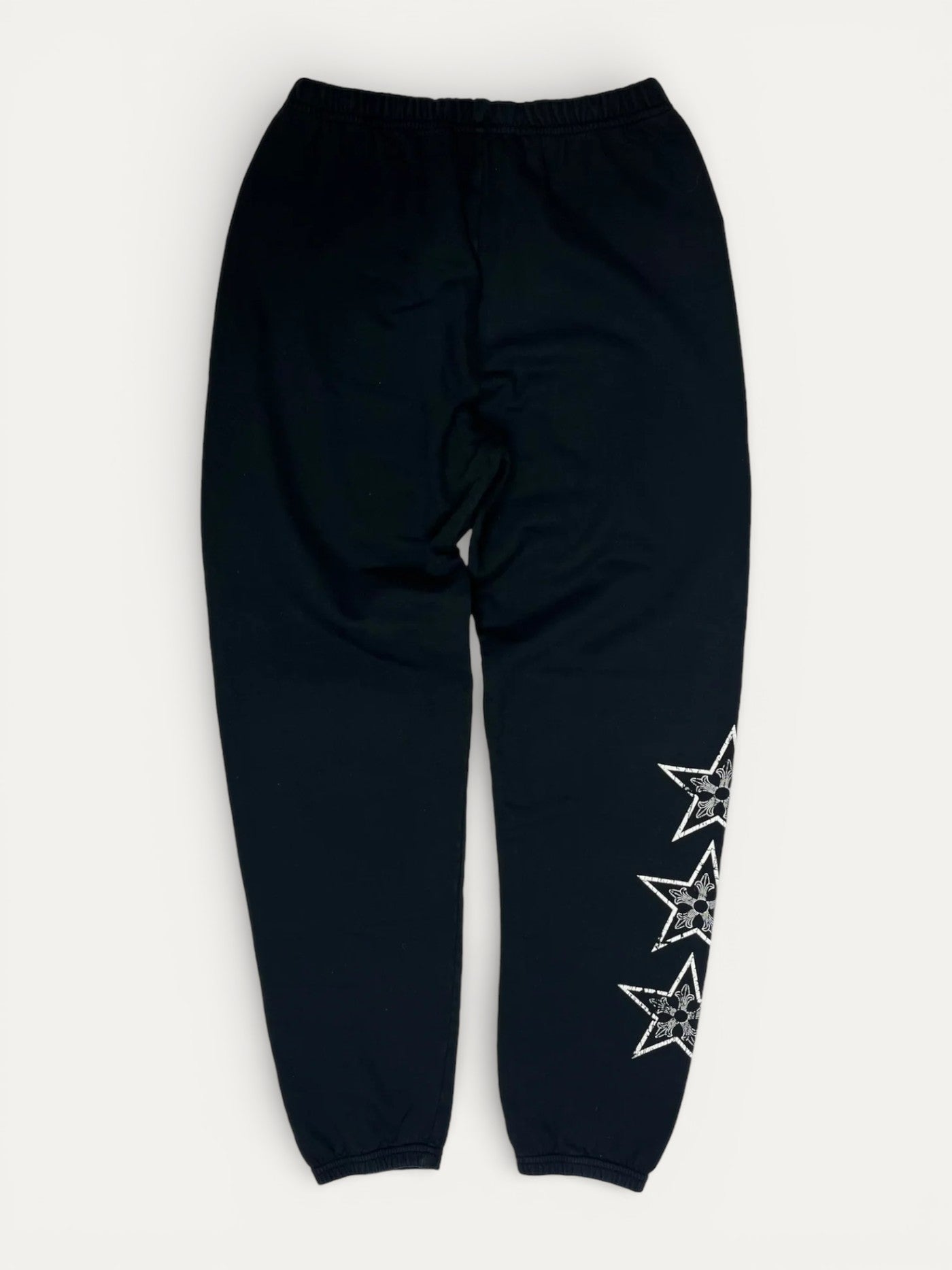 Chrome Hearts Black Leather Cross Patch Sweatpants