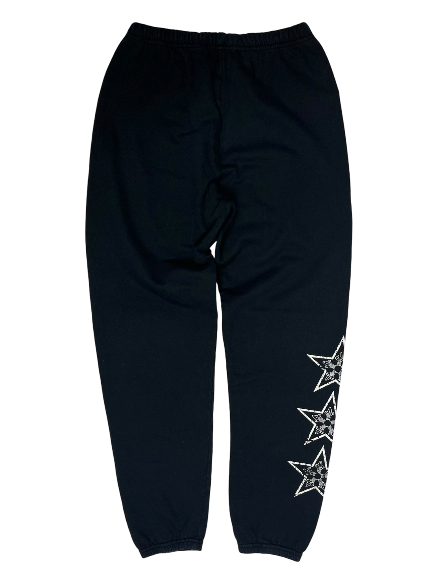 Chrome Hearts Black Leather Cross Patch Sweatpants