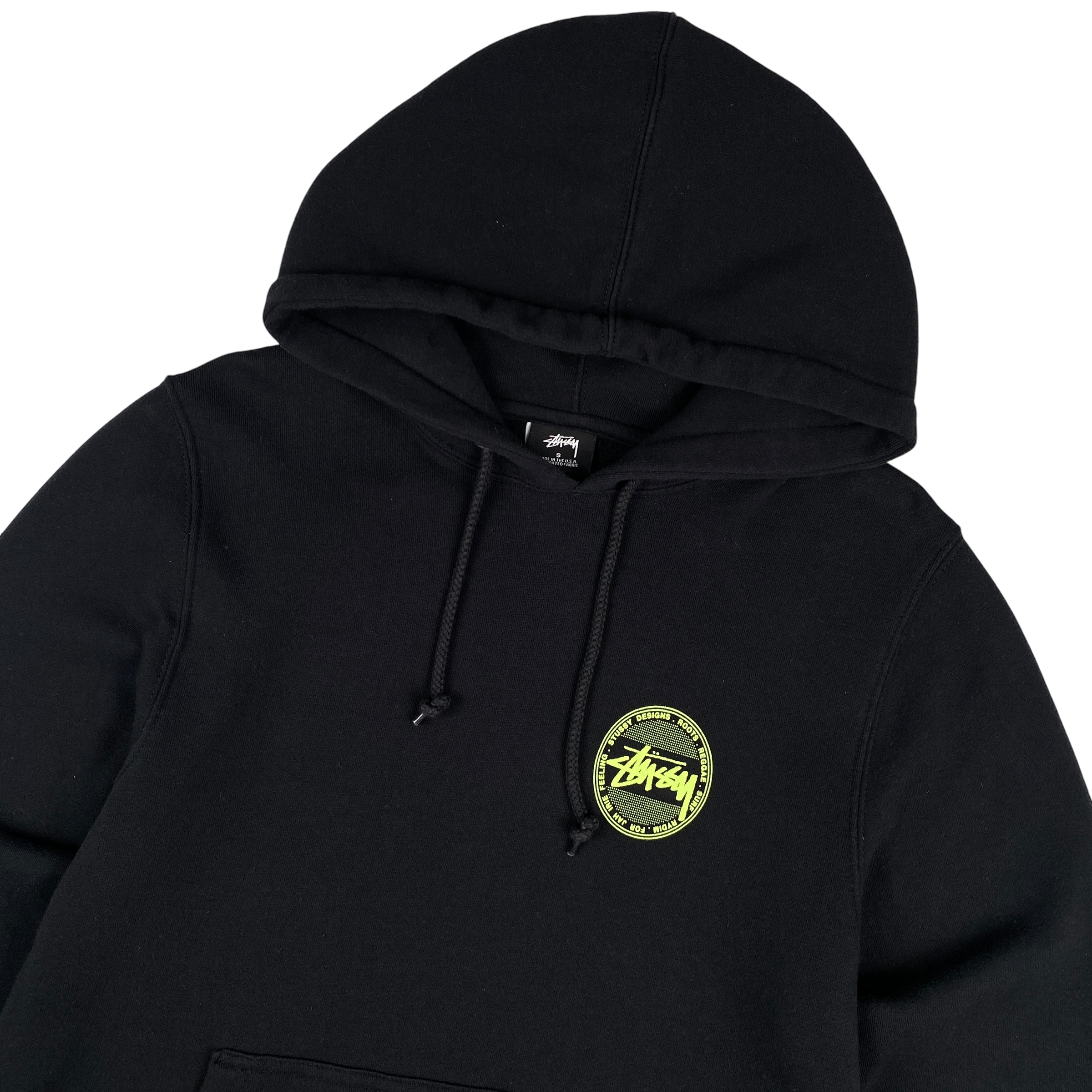 Stussy Black Neon Design Roots Hoodie