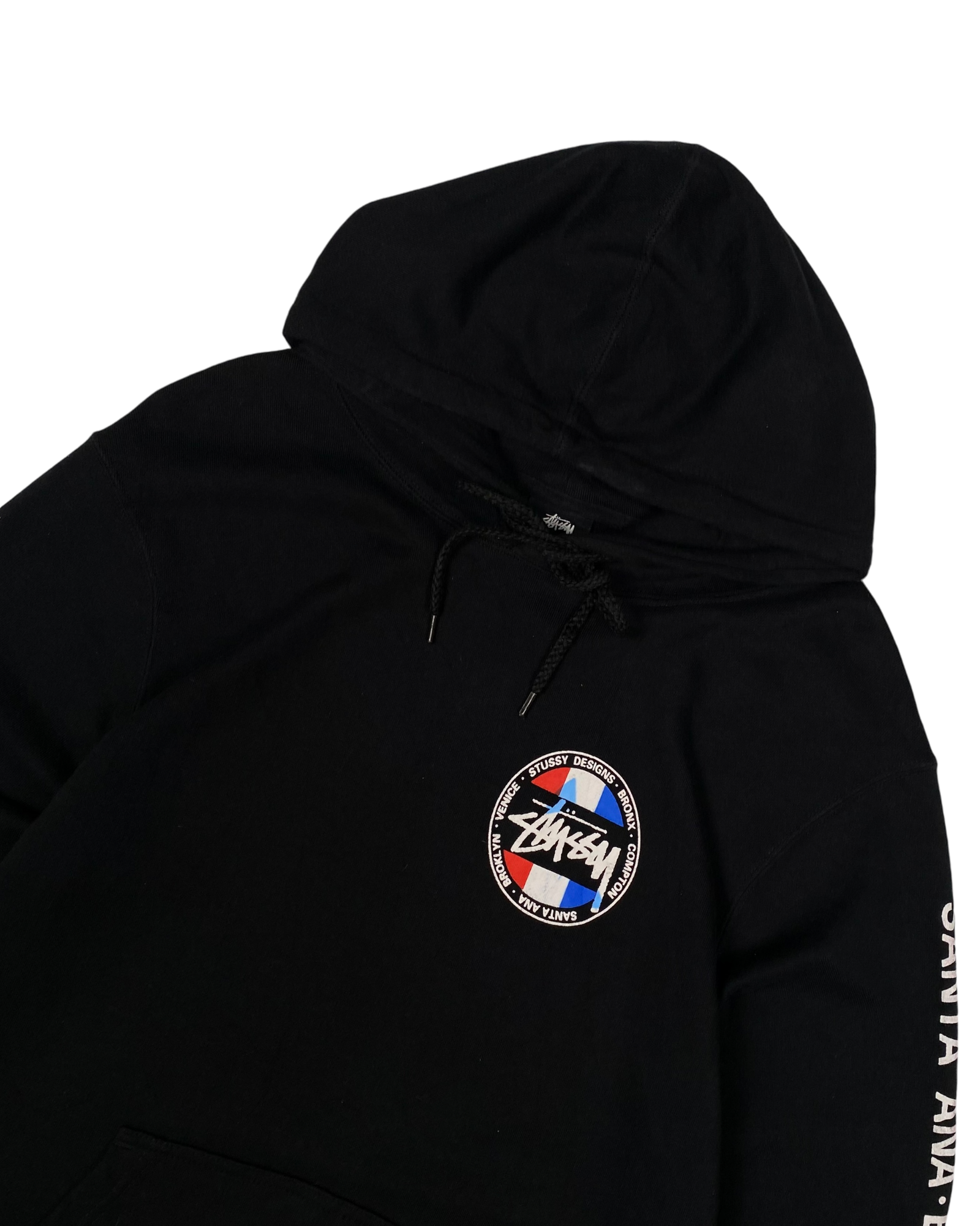 Stussy Black Red Blue Logo Hoodie