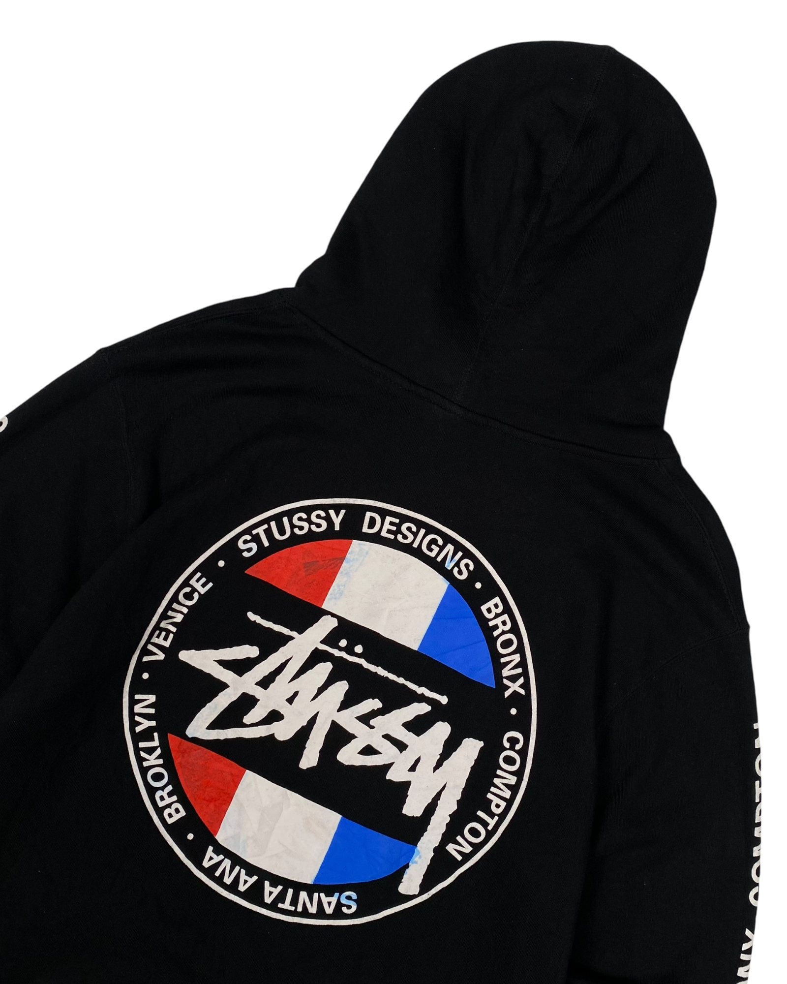 Stussy Black Red Blue Logo Hoodie