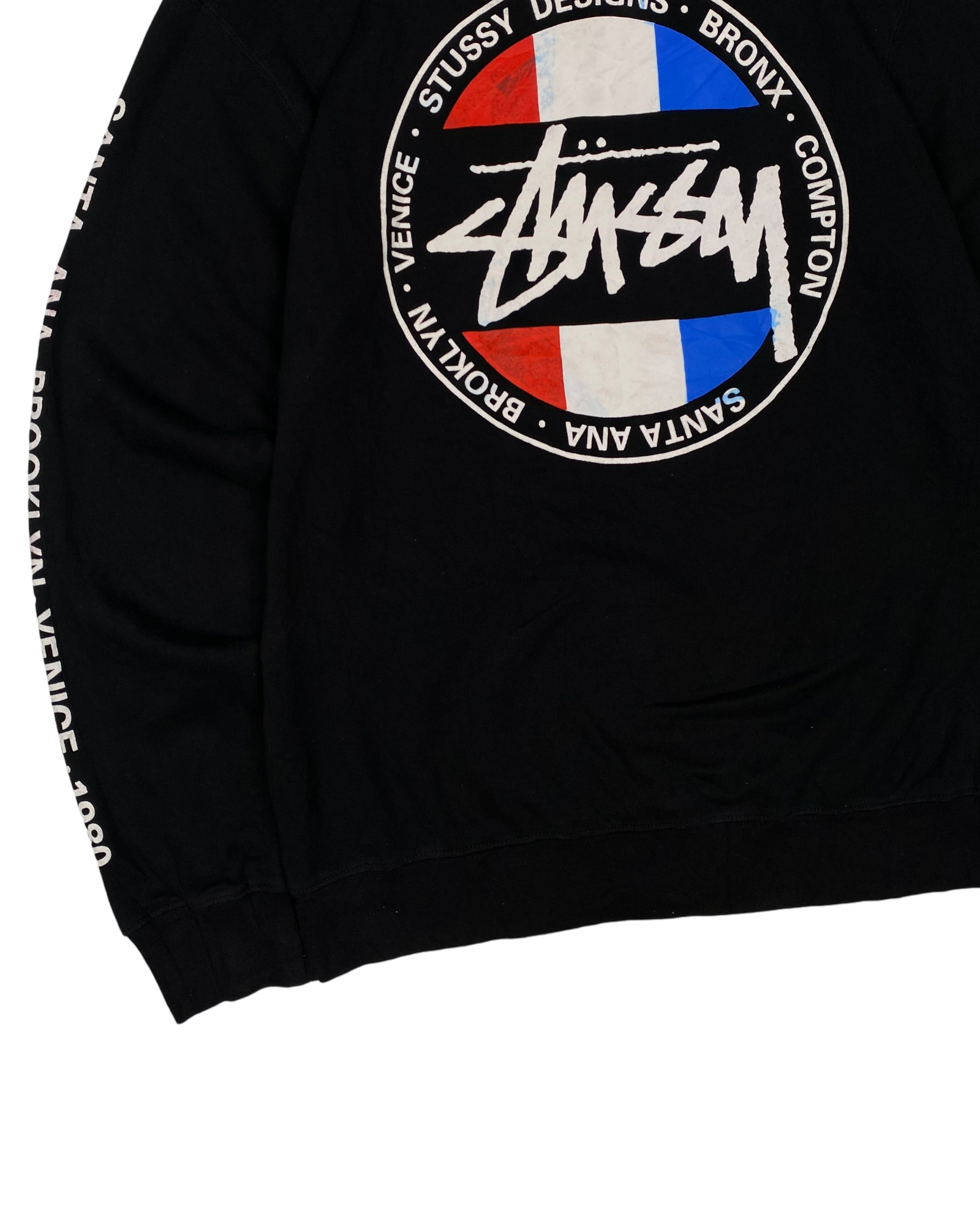 Stussy Black Red Blue Logo Hoodie