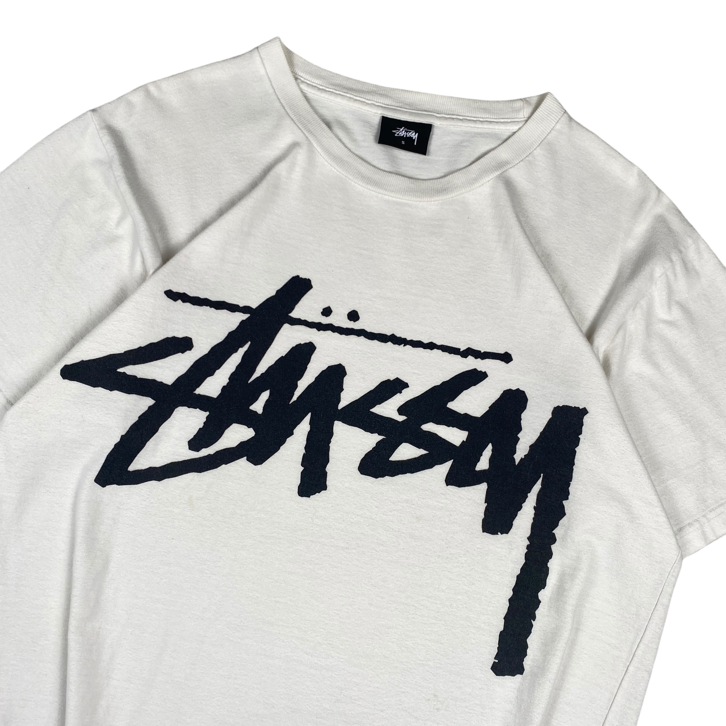 Stussy White Black Logo Tee