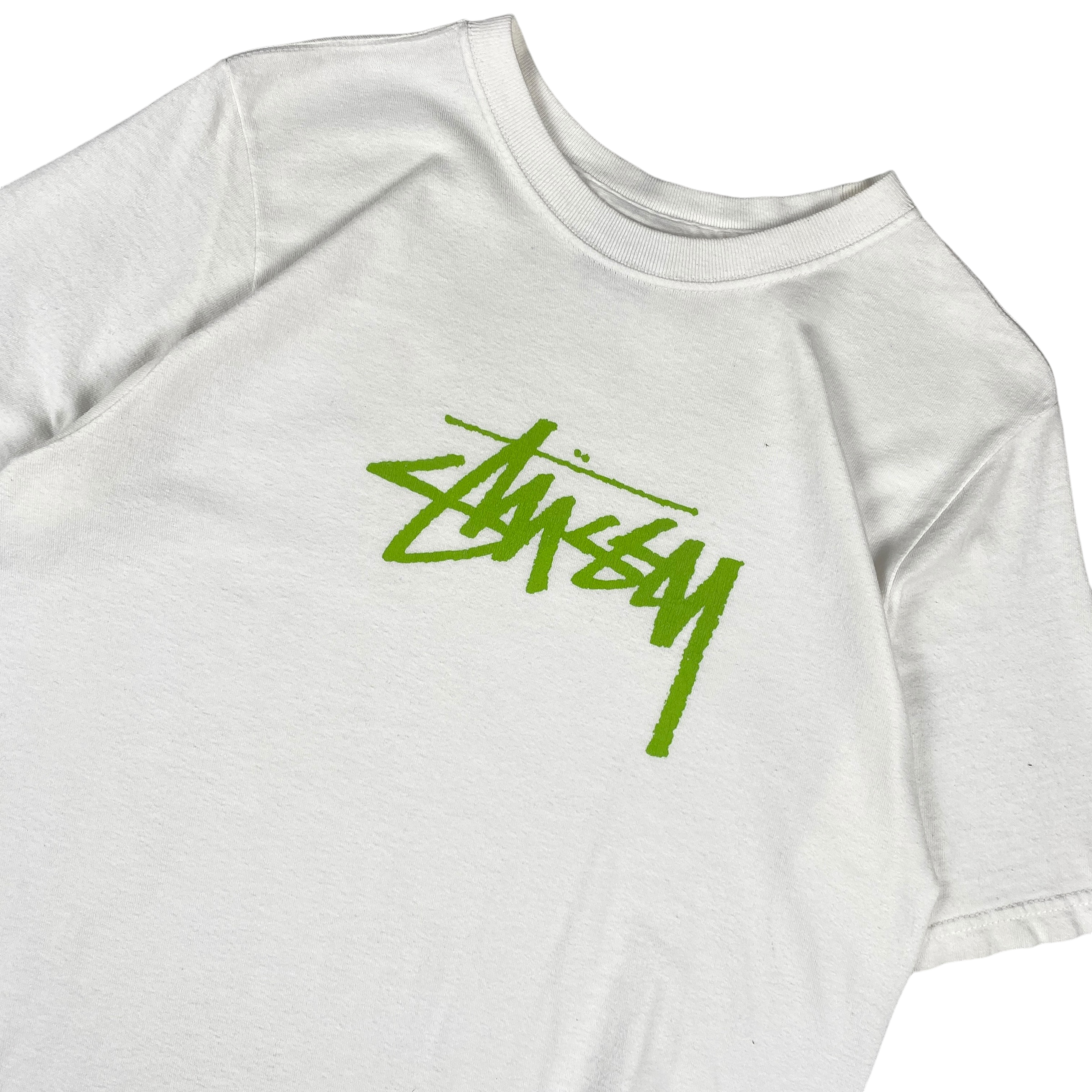 Stussy White Green Logo Tee