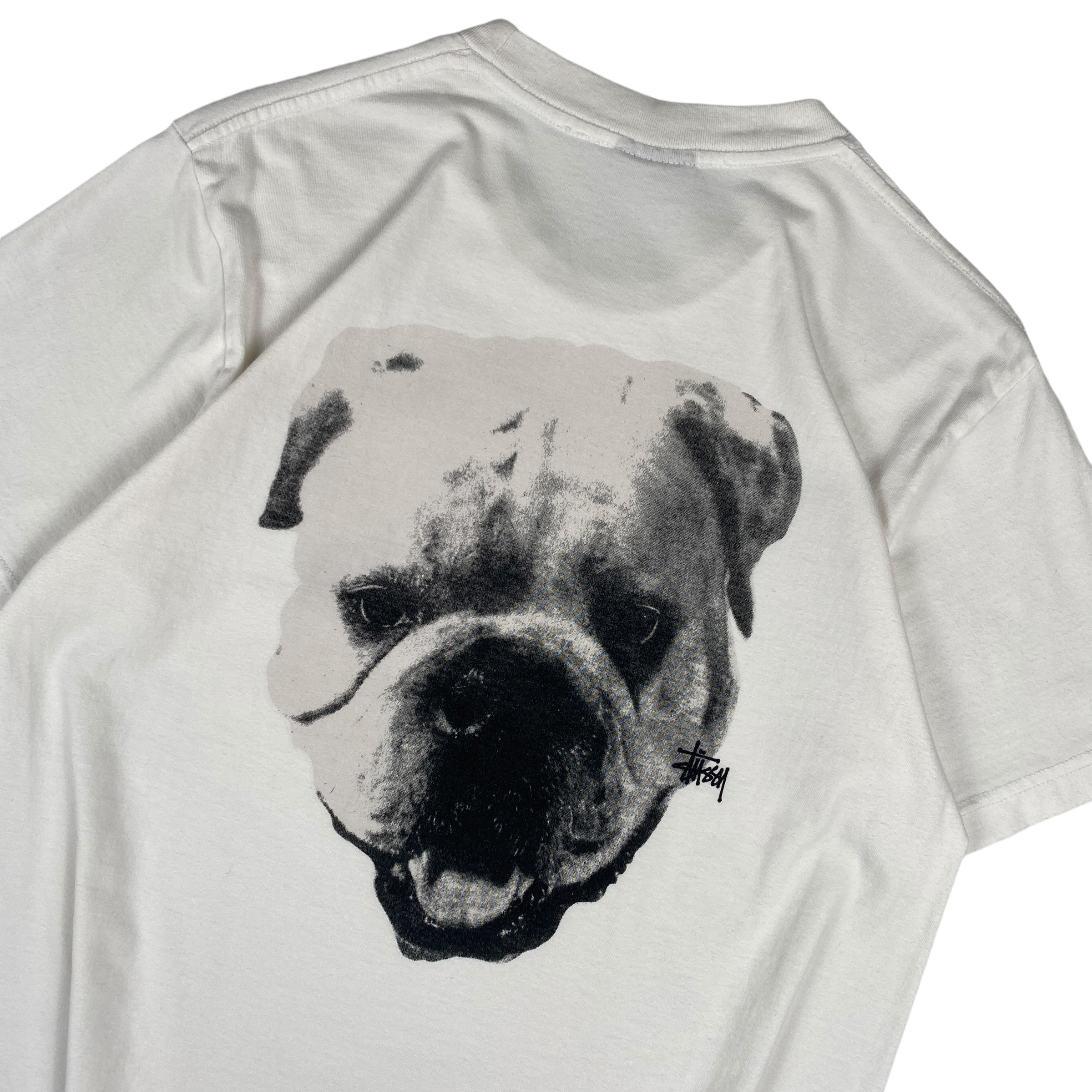 Stussy White Dog Logo Tee