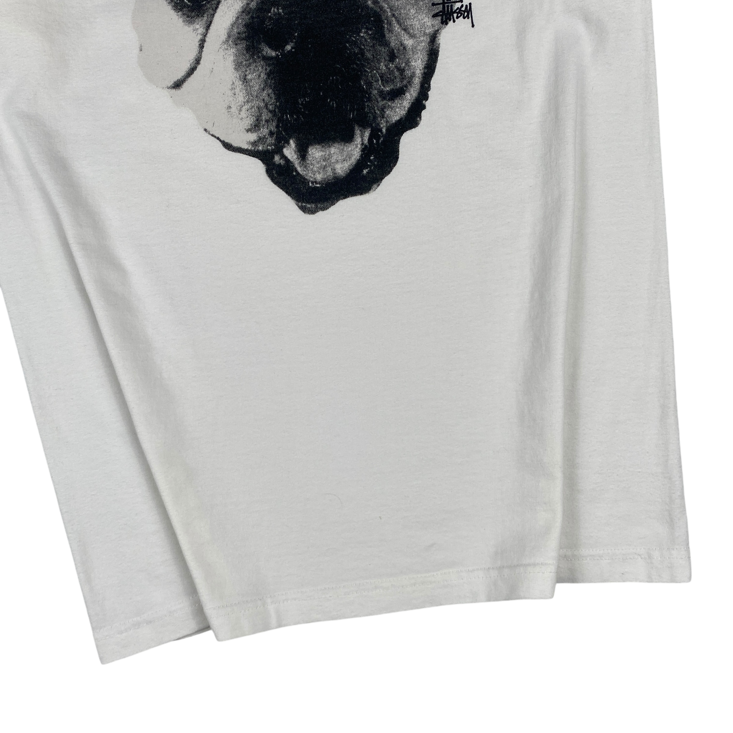 Stussy White Dog Logo Tee