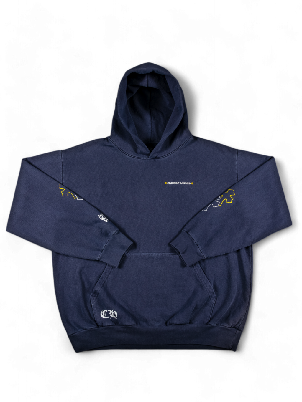 関込 Chrome Hearts Drake Certified Chrome Hand Dyed Hoodie Chrome Hearts Drake Certified Chrome Blue Cross Hoodie