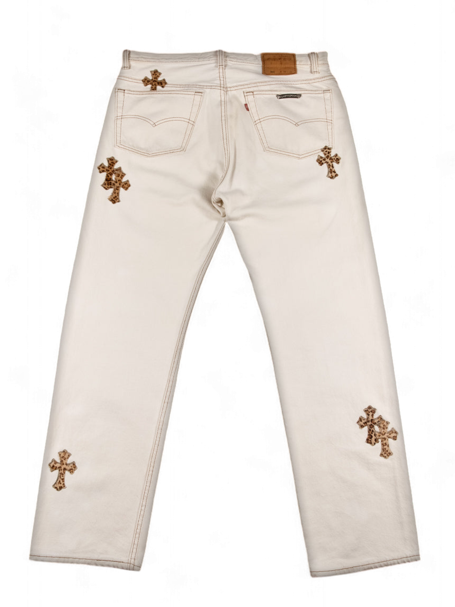 Chrome Hearts Matty Boy Custom Painted Levi's Cross Patch Jeans