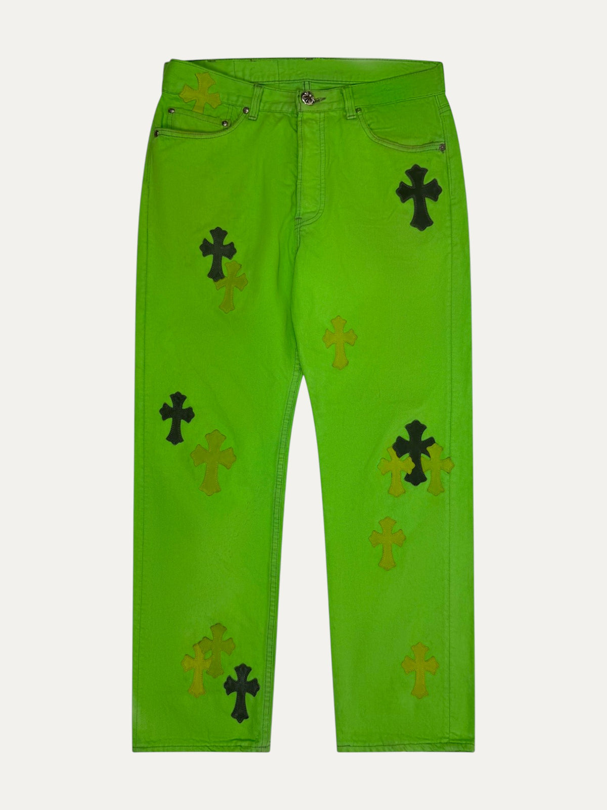 Chrome Hearts Sex Record Exclusive Cross Patch Green Denim Levi's Jeans
