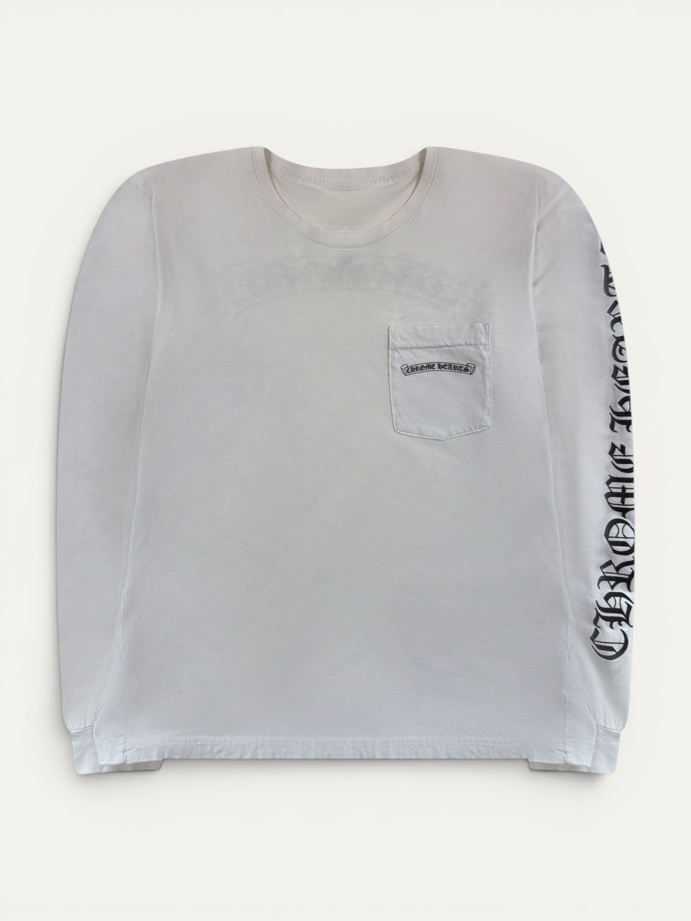 Chrome Hearts Vintage White Scroll Logo Longsleeve