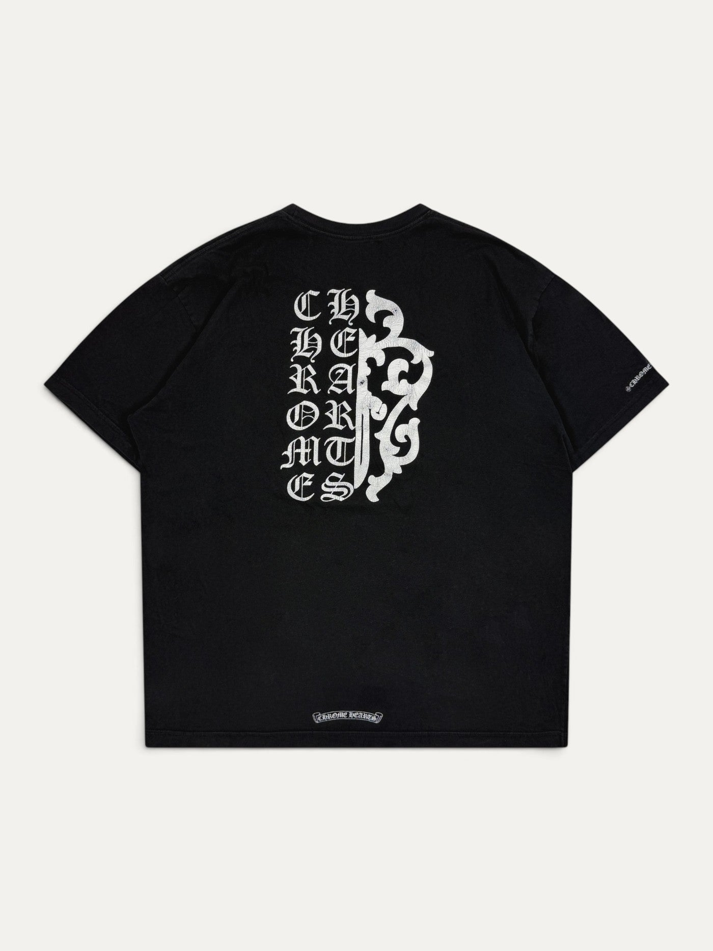 Chrome Hearts Vintage Dagger Scroll Logo Black Tee