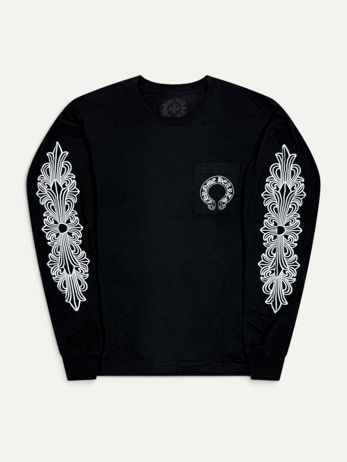 Chrome Hearts Black Floral Horseshoe Longsleeve