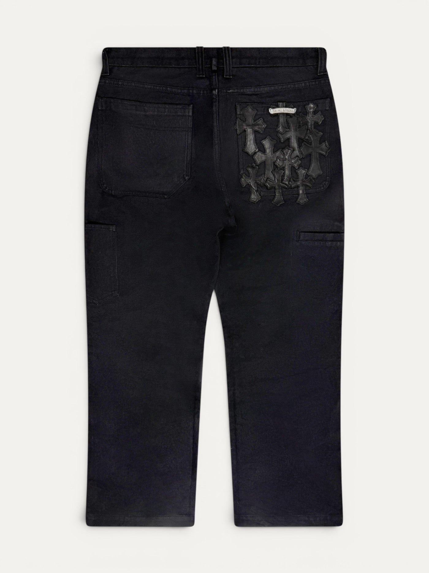 Chrome Hearts Cross Patch Double Knee Black Carpenter Pants