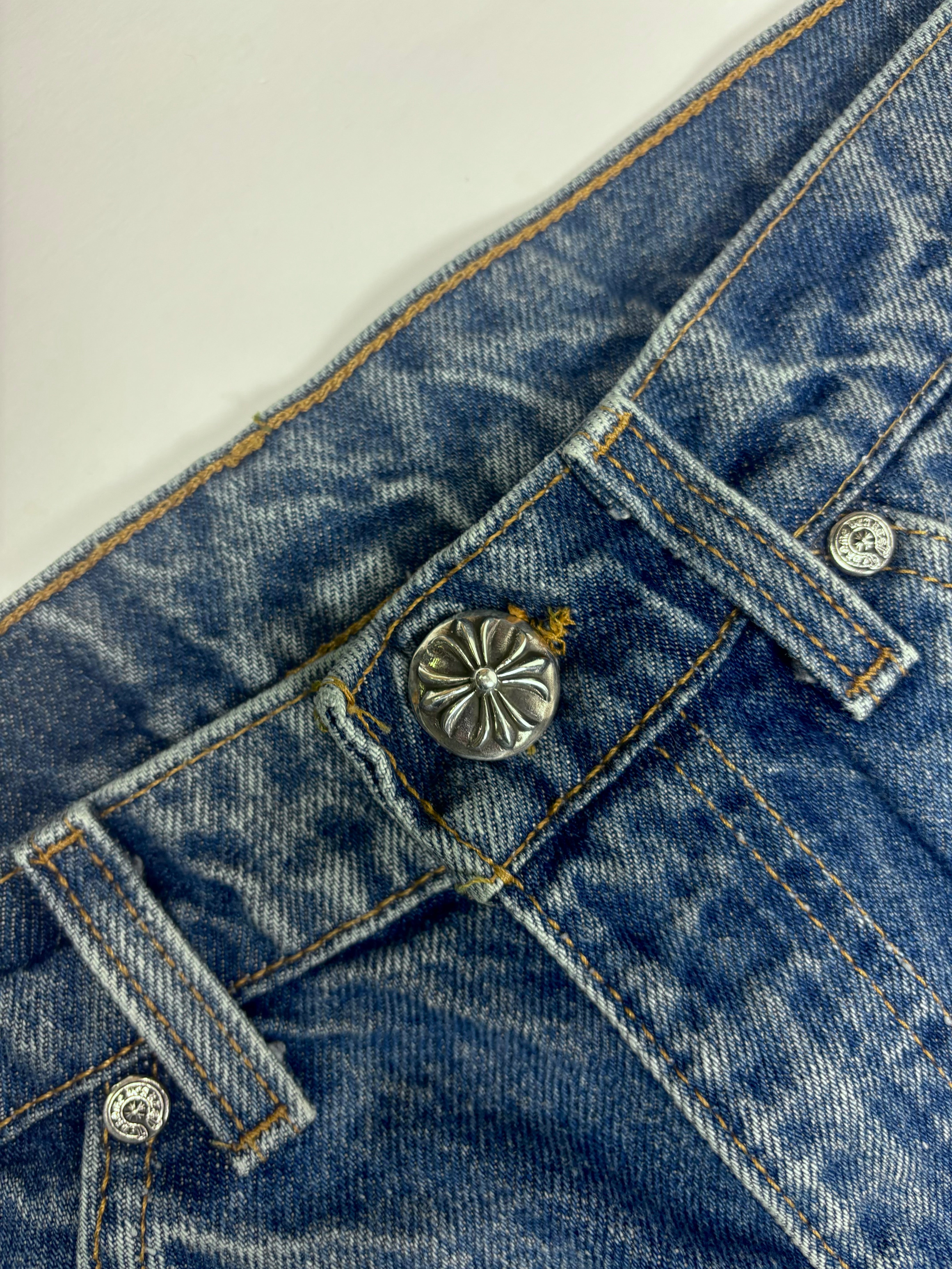 Chrome Hearts Blue 517 Cross Patch Levi's Denim Jeans