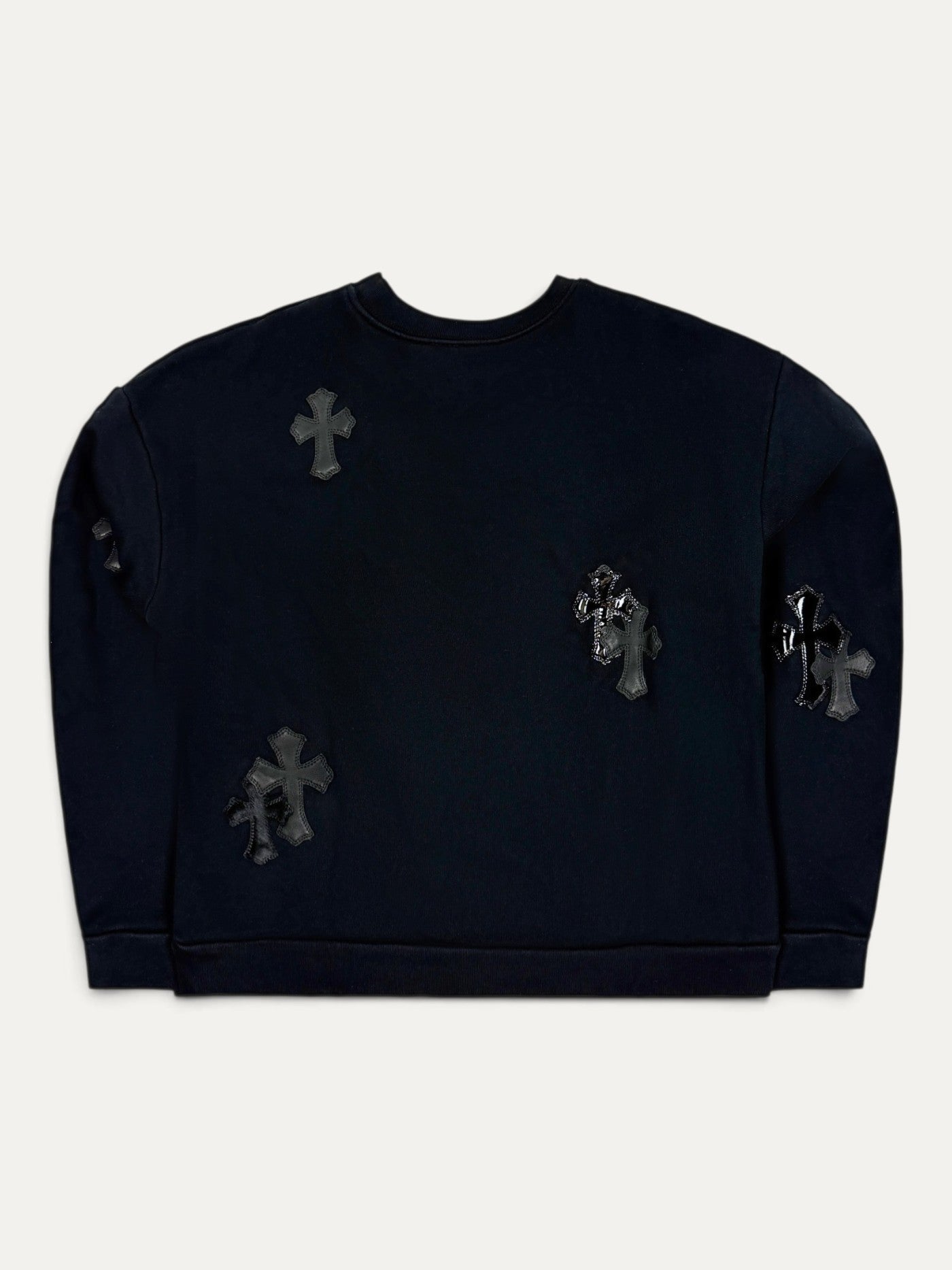 Chrome Hearts Ponyhair Multi Cross Patch Black Crewneck