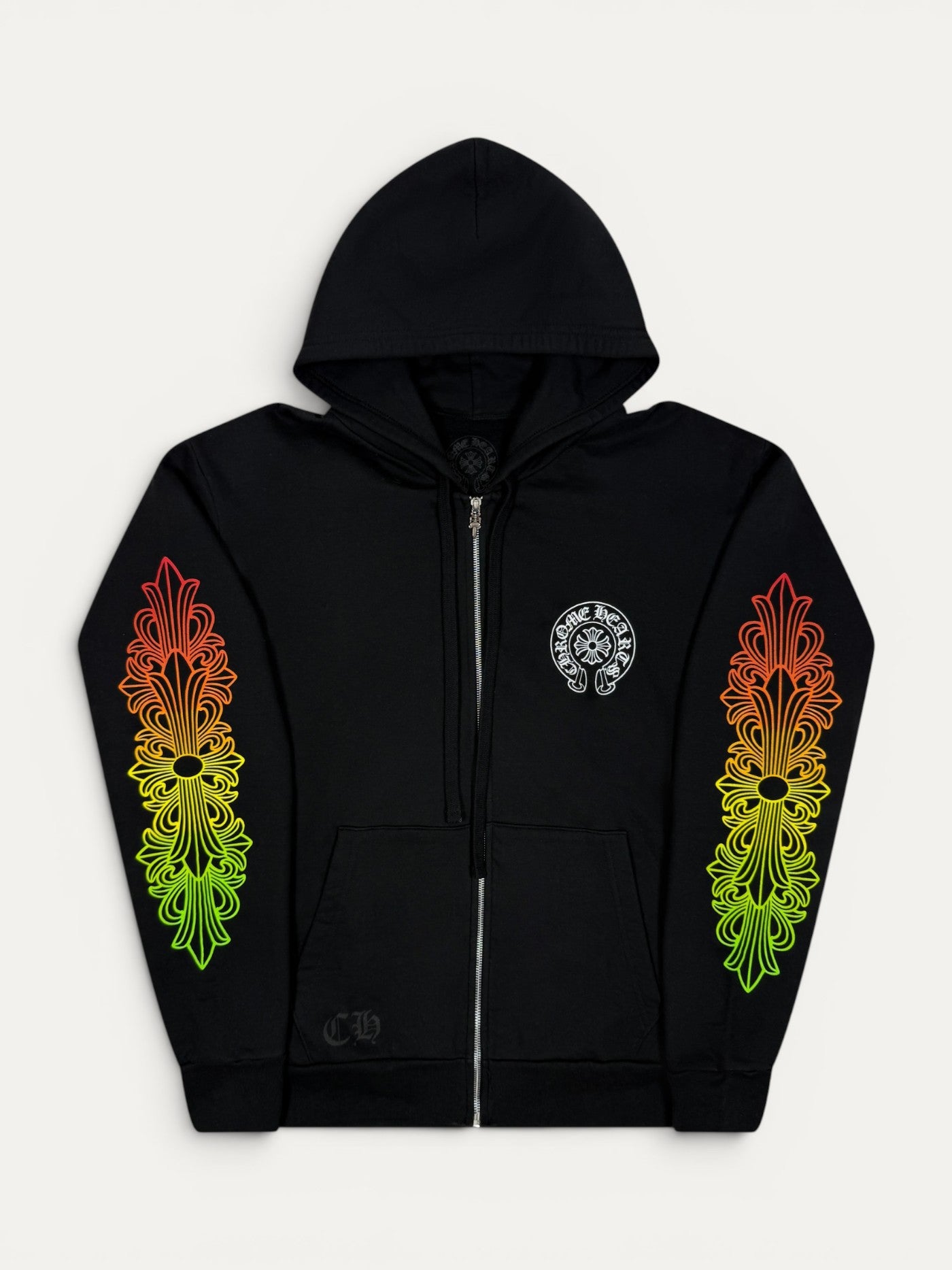 Chrome Hearts Black Floral Gradient Made In Hollywood Zip Up Hoodie