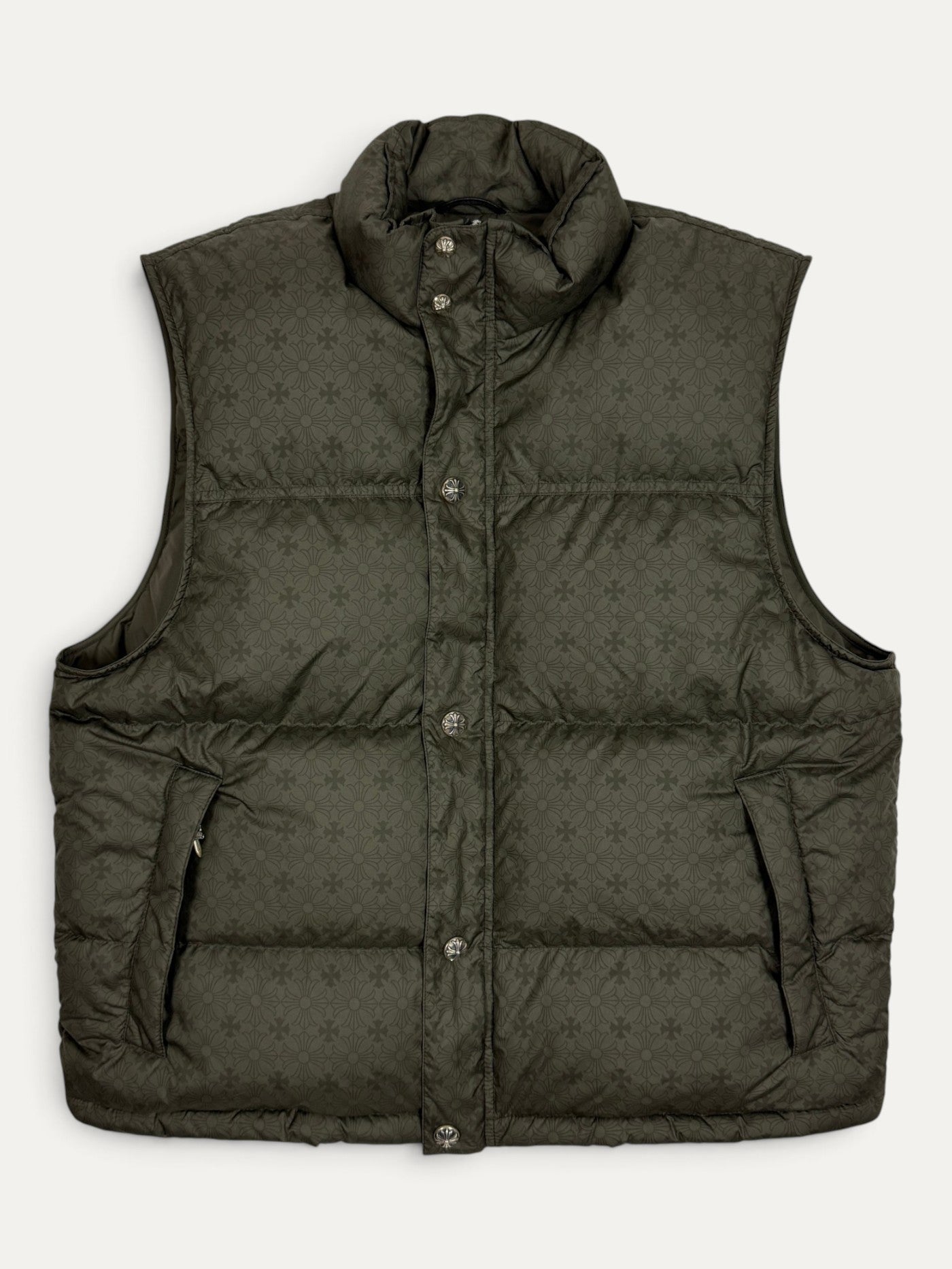 Chrome Hearts Black Monogram Cross Pattern Puffer Down Vest