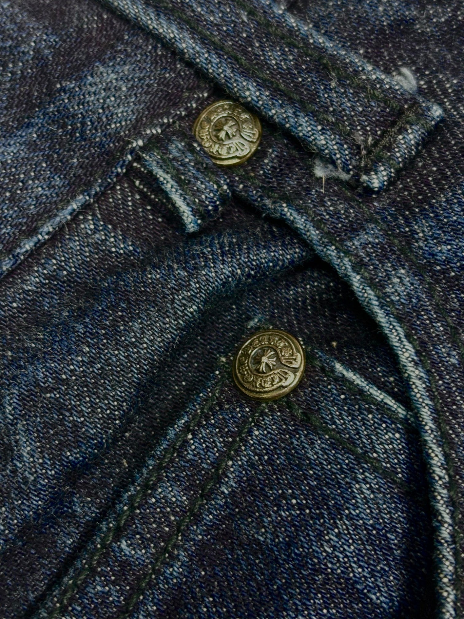 Chrome Hearts Flooded Black Cross Patch Dark Wash Jeans