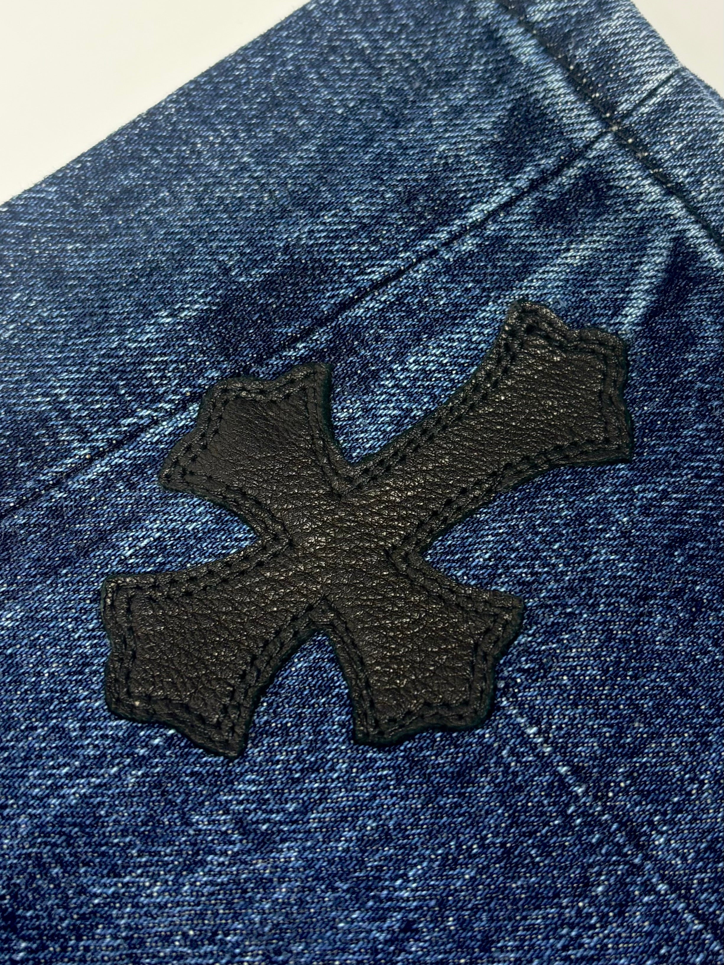 Chrome Hearts Black Cross Patch Blue Denim Jeans