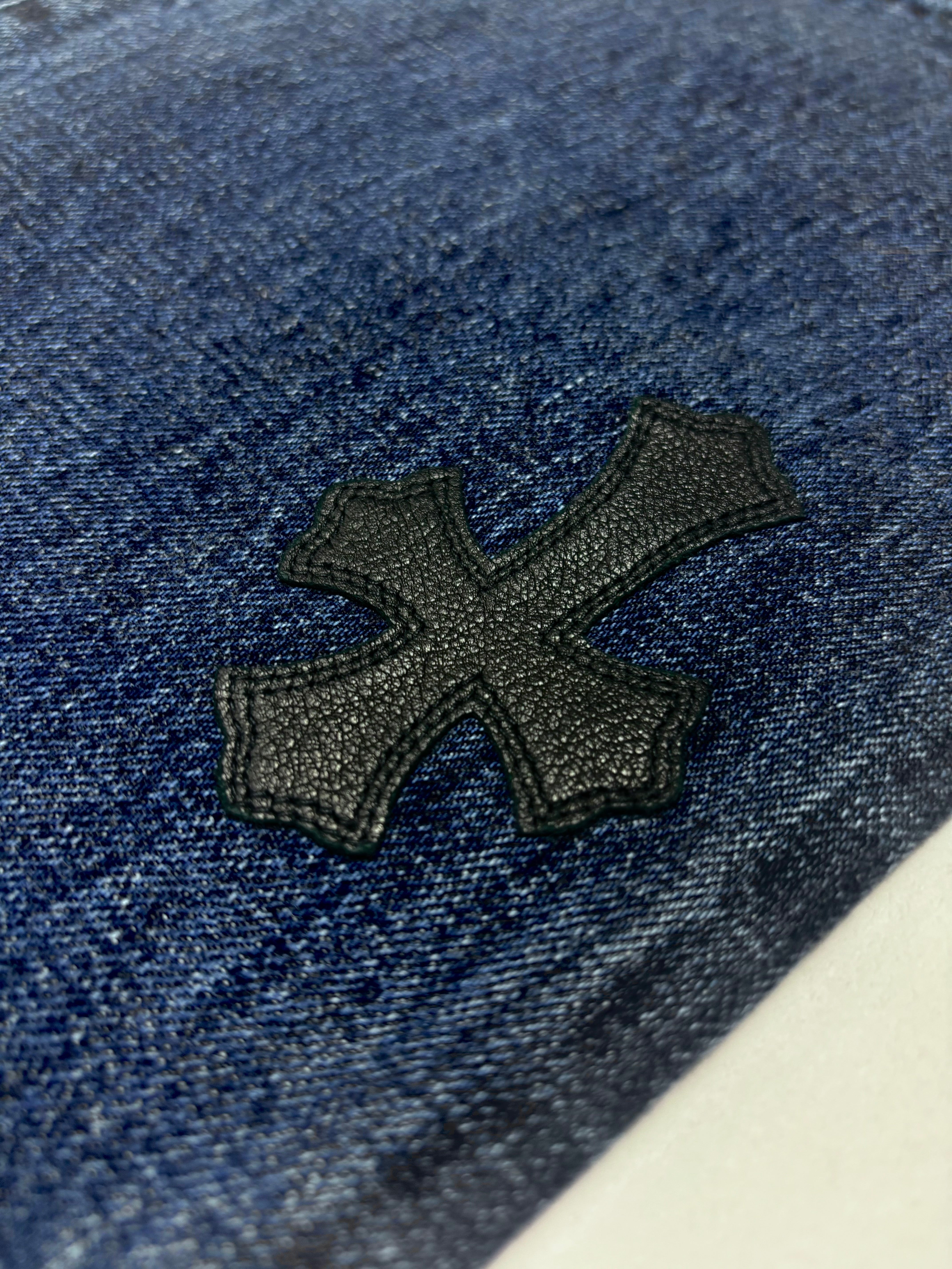 Chrome Hearts Black Cross Patch Blue Denim Jeans