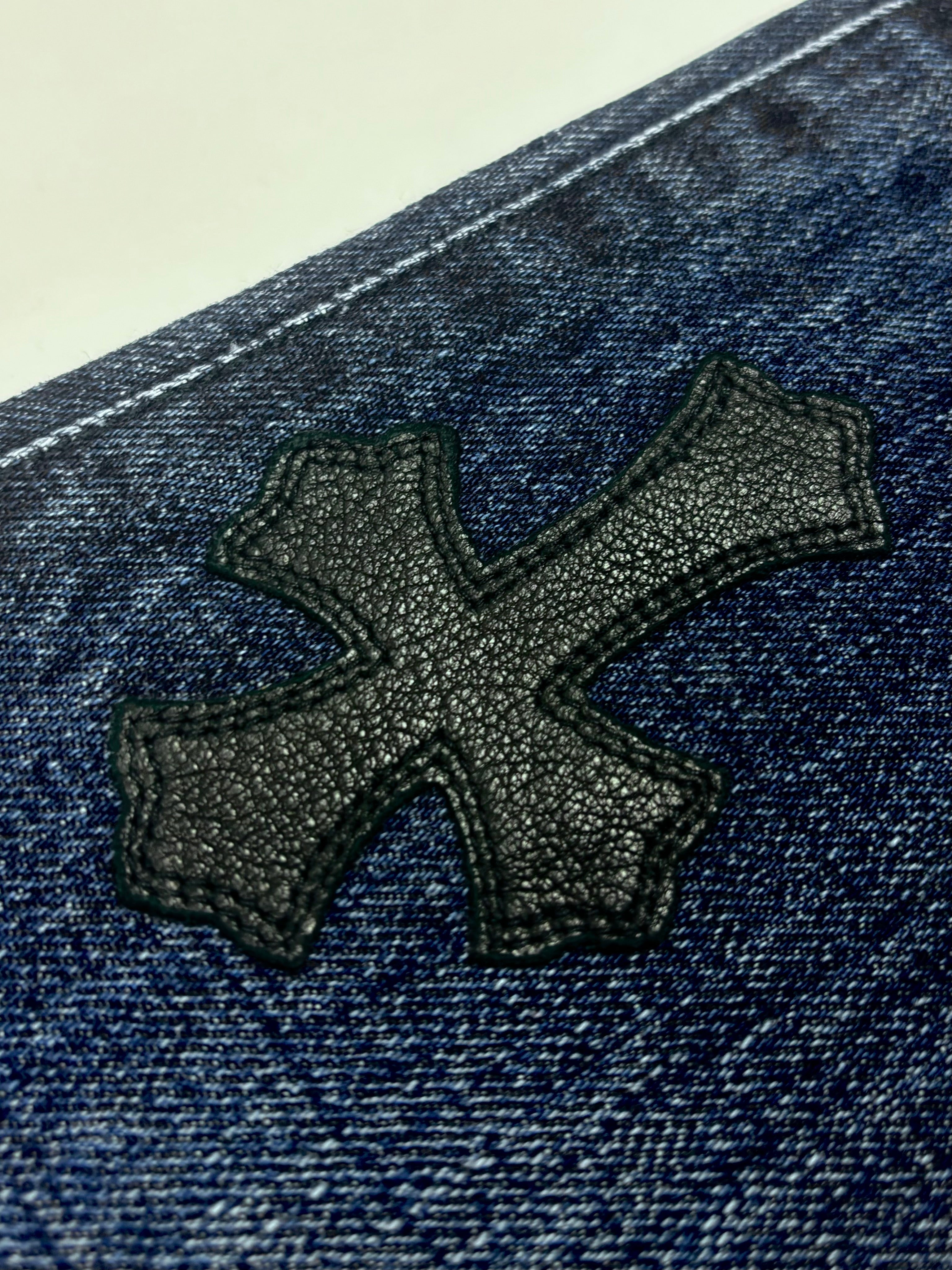 Chrome Hearts Black Cross Patch Blue Denim Jeans