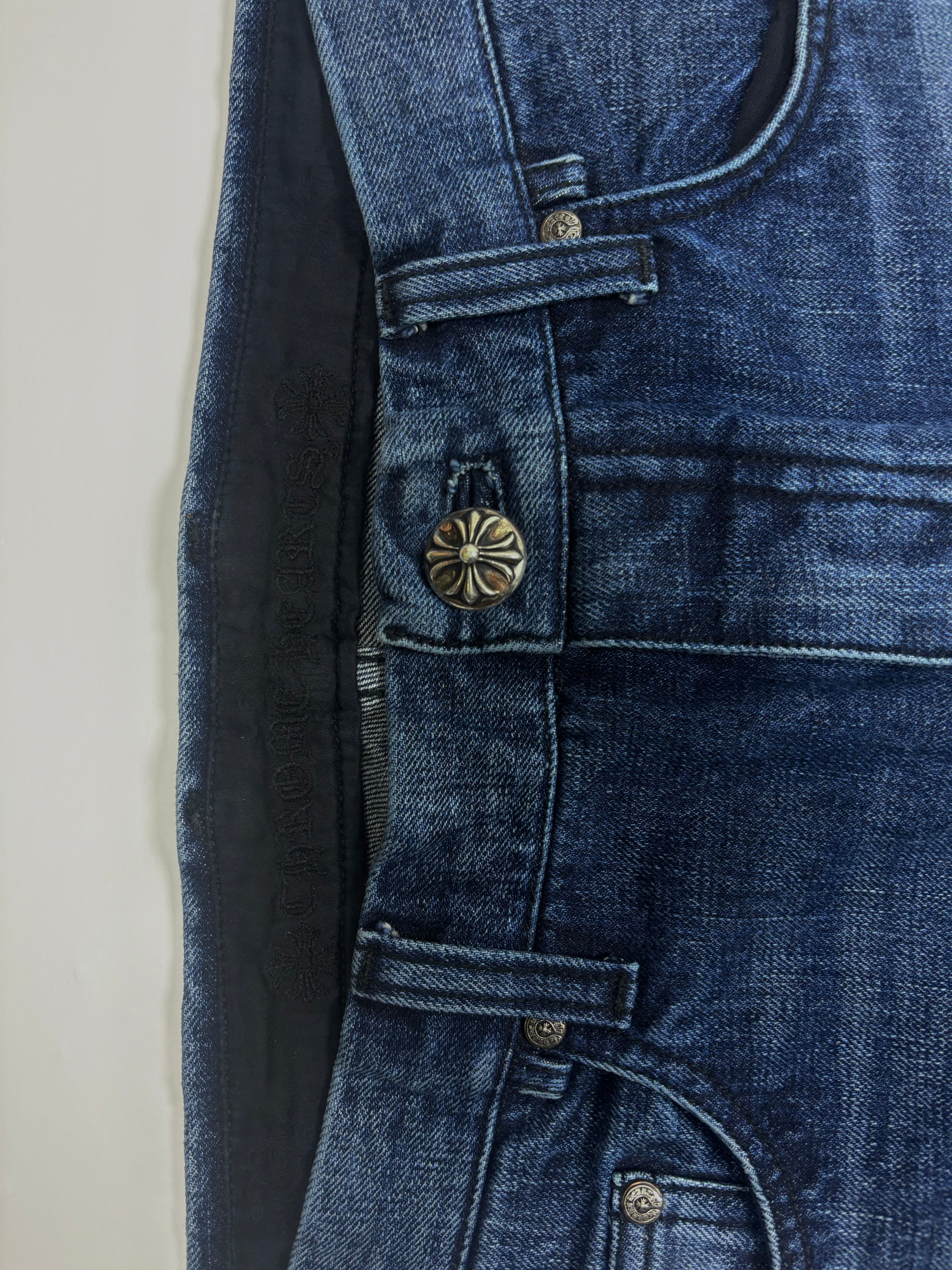 Chrome Hearts Black Cross Patch Blue Denim Jeans