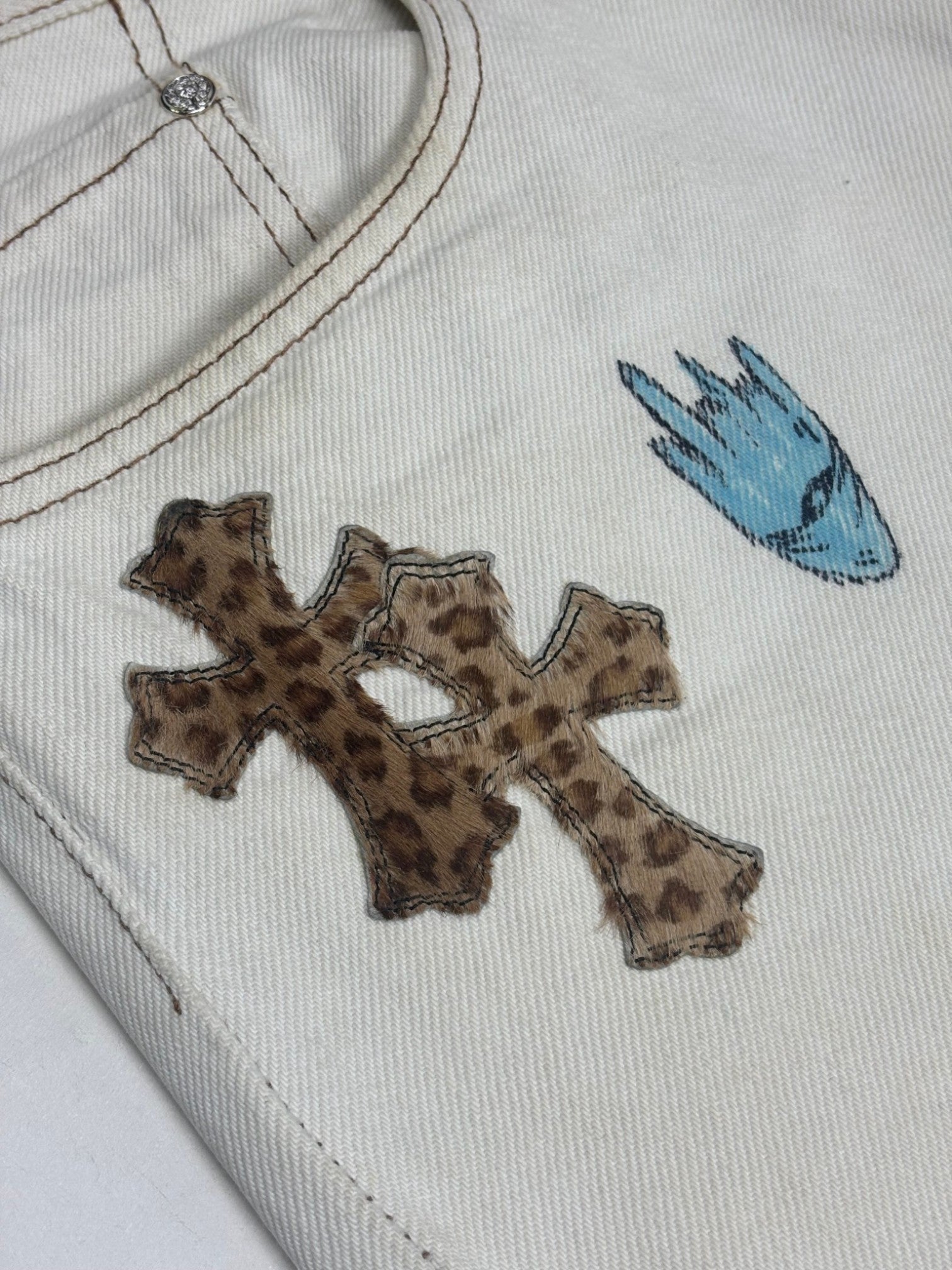Chrome Hearts Matty Boy 1/1 Custom Painted Levi's Cross Patch Jeans